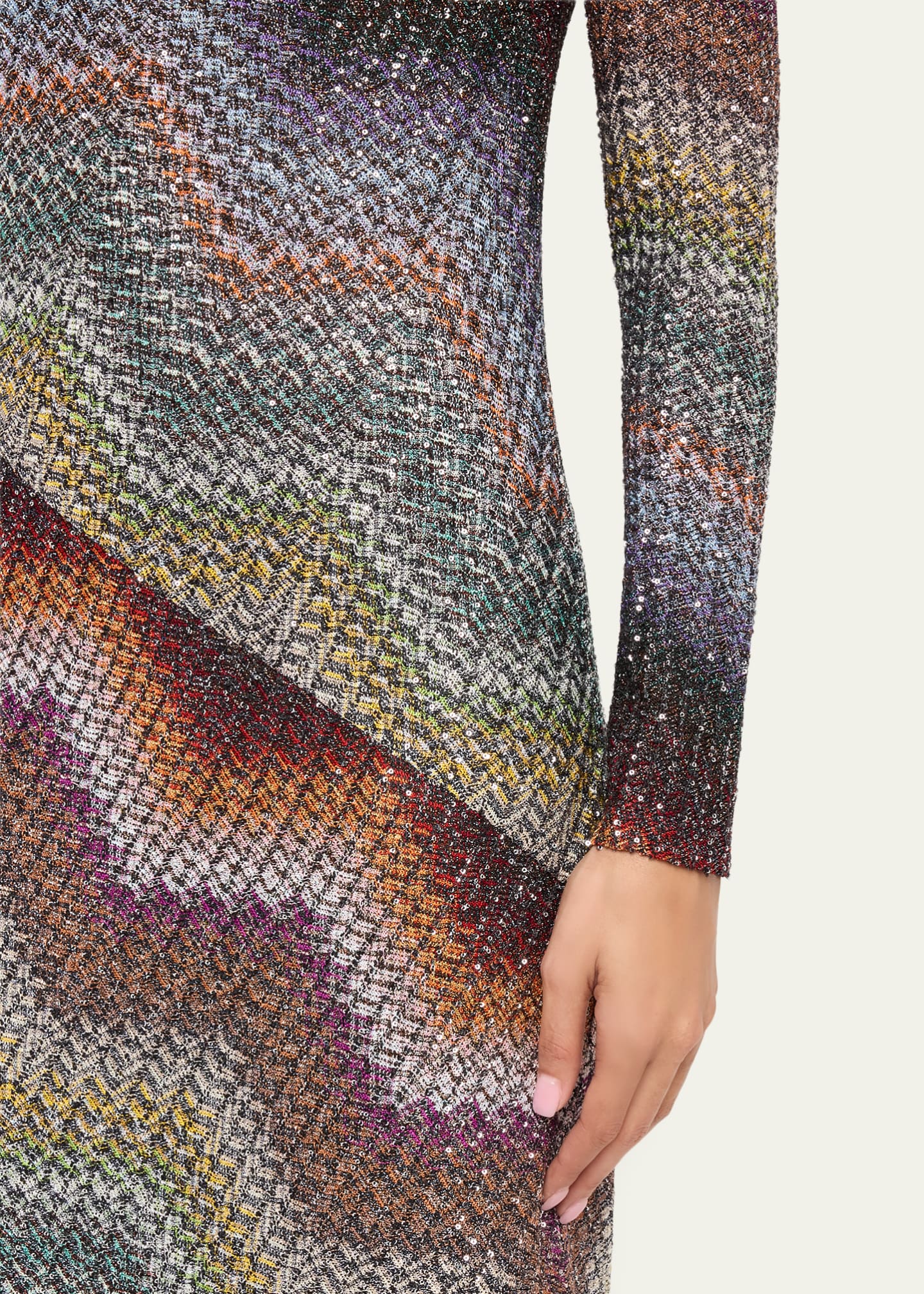 m missoni metallic crochet knit maxi dress Metallic crochet-knit midi dress - multicolor