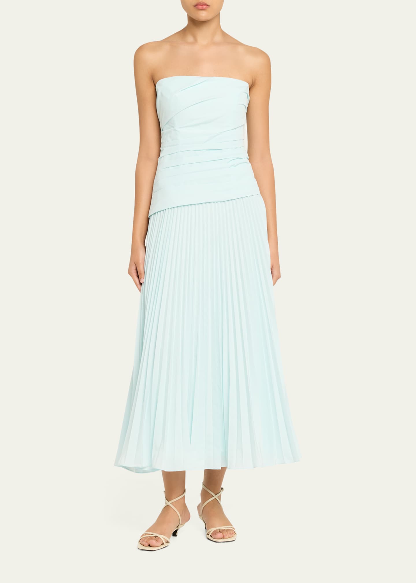 Simkhai Arie Strapless Pleated Maxi Dress, Sky, Women's, 4, Casual & Work Dresses Maxi Dresses
