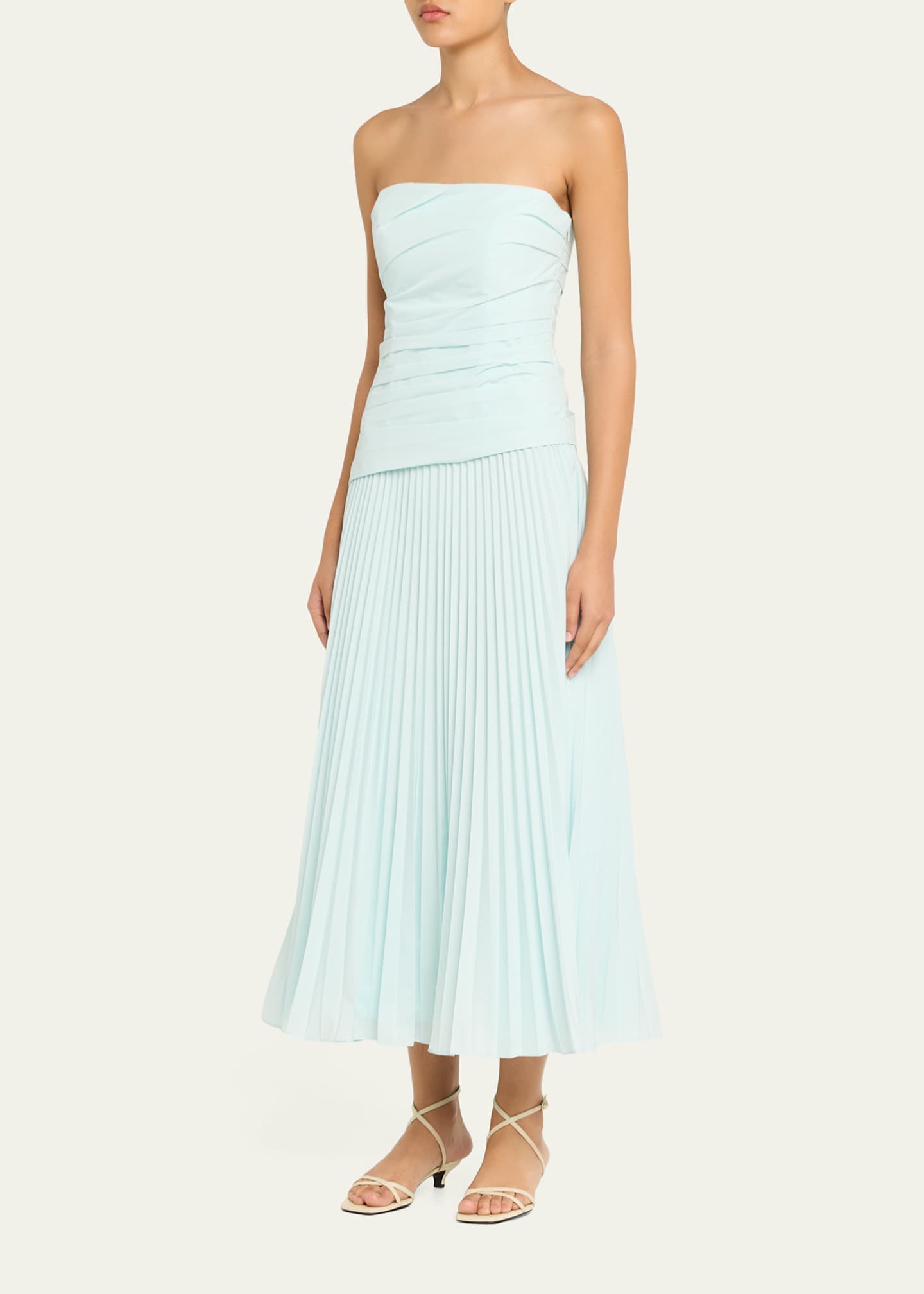 Simkhai Arie Strapless Pleated Maxi Dress, Sky, Women's, 8, Casual & Work Dresses Maxi Dresses
