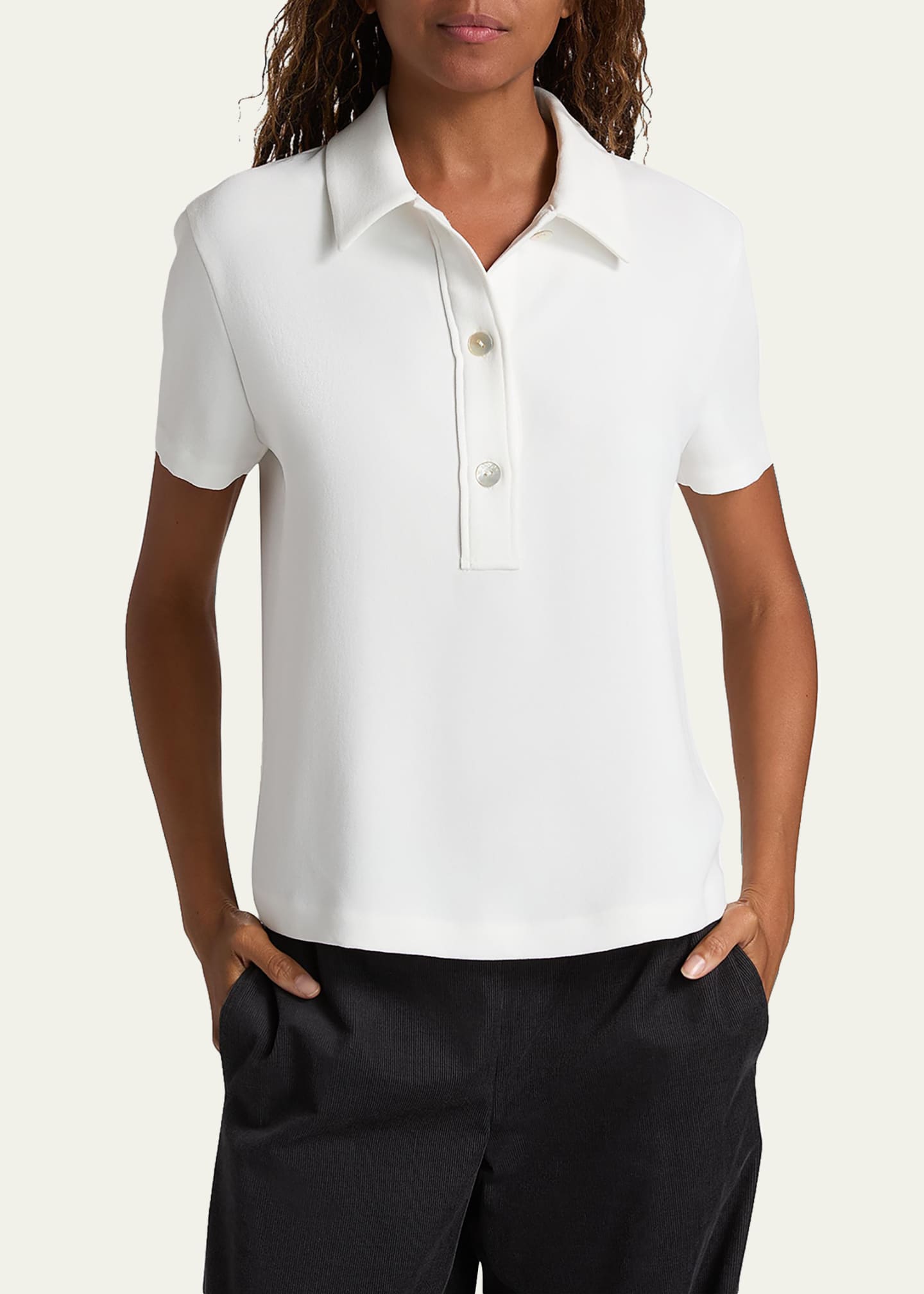 Vince Crepe Short-Sleeve Polo Shirt - Bergdorf Goodman