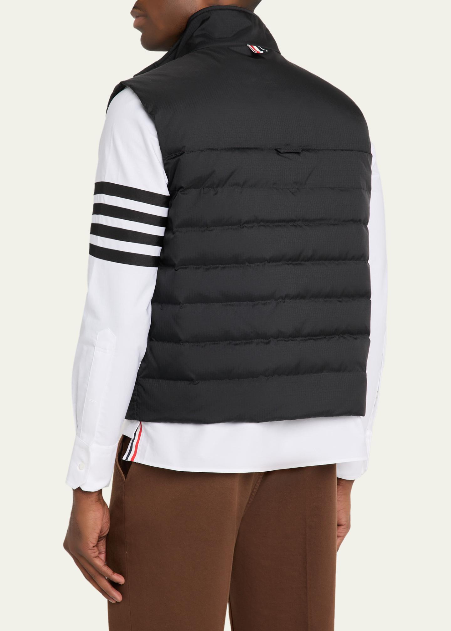 Thom Browne Men's Shiny Ripstop 4-Bar Down Vest - Bergdorf Goodman