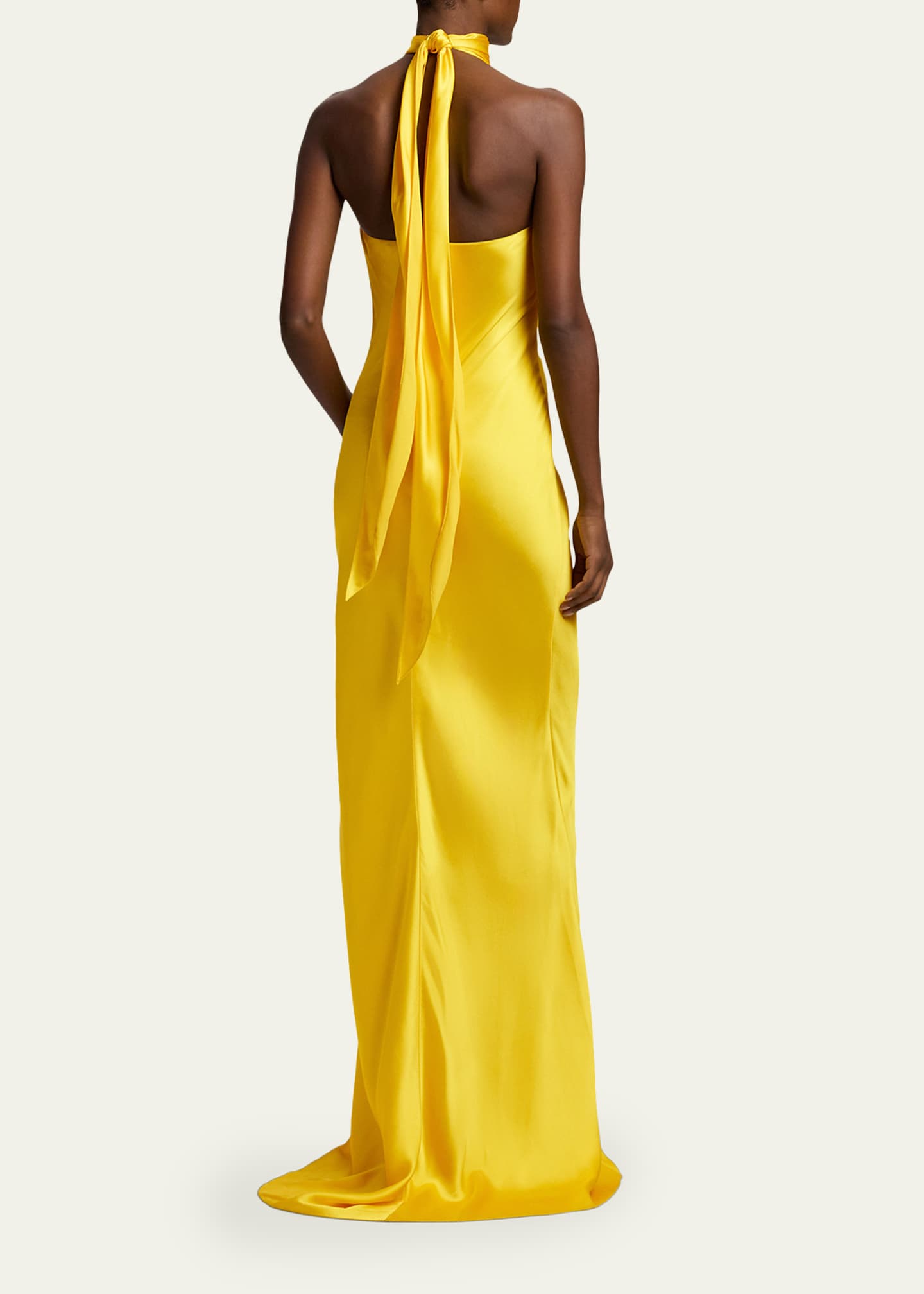 Ralph Lauren Collection Chilton Halter Stretch Satin Evening Dress -  Bergdorf Goodman