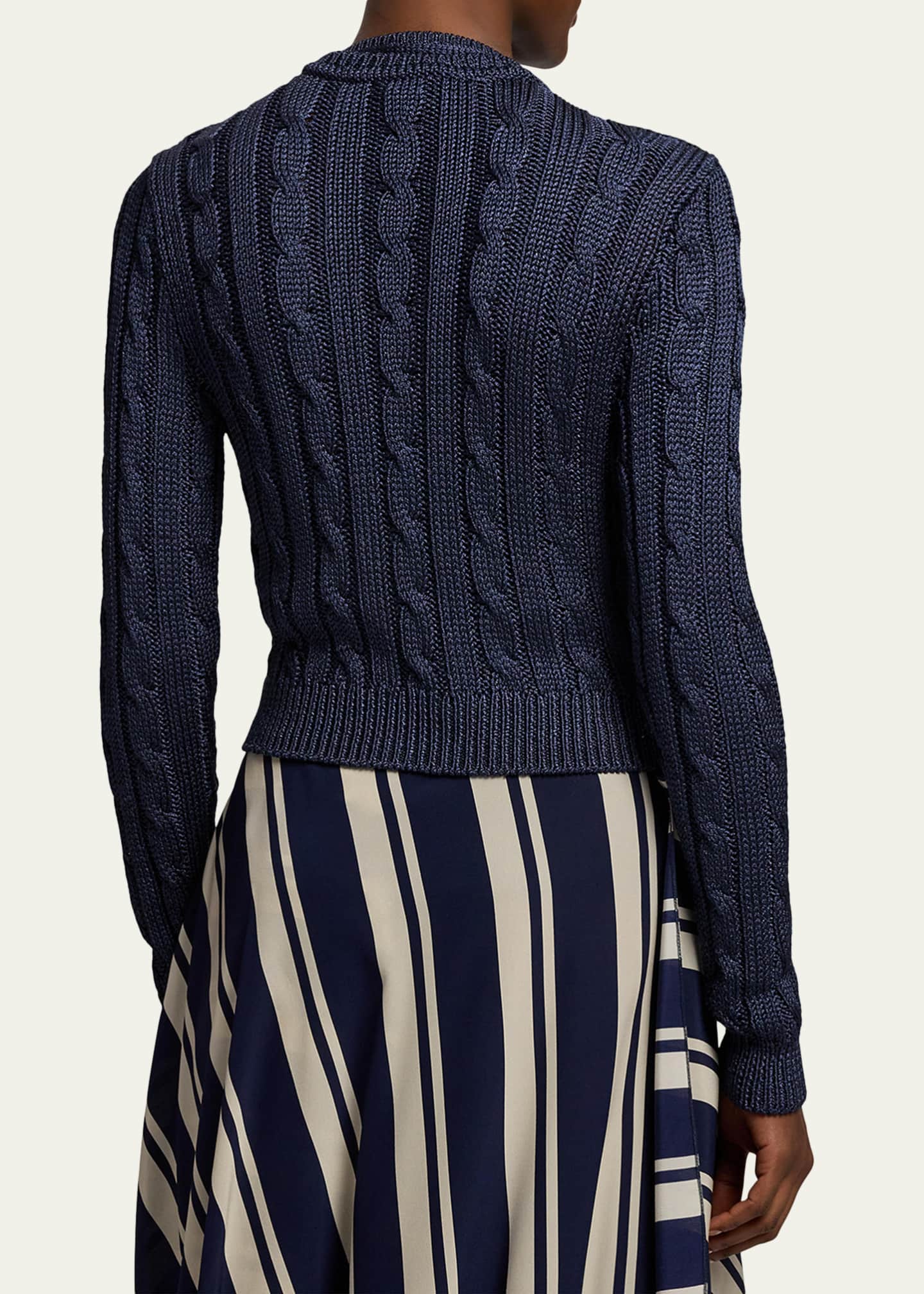 Ralph Lauren Collection Cable-Knit Silk Cropped Cardigan