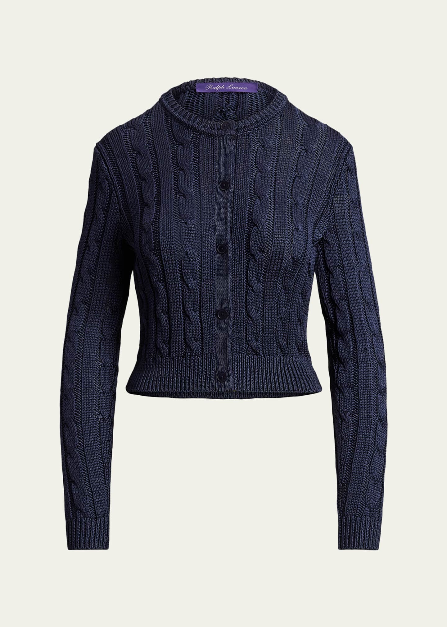 Ralph Lauren ちきん Ralph Lauren Collection High Shine Silk Cable-Knit Crop Cardigan
