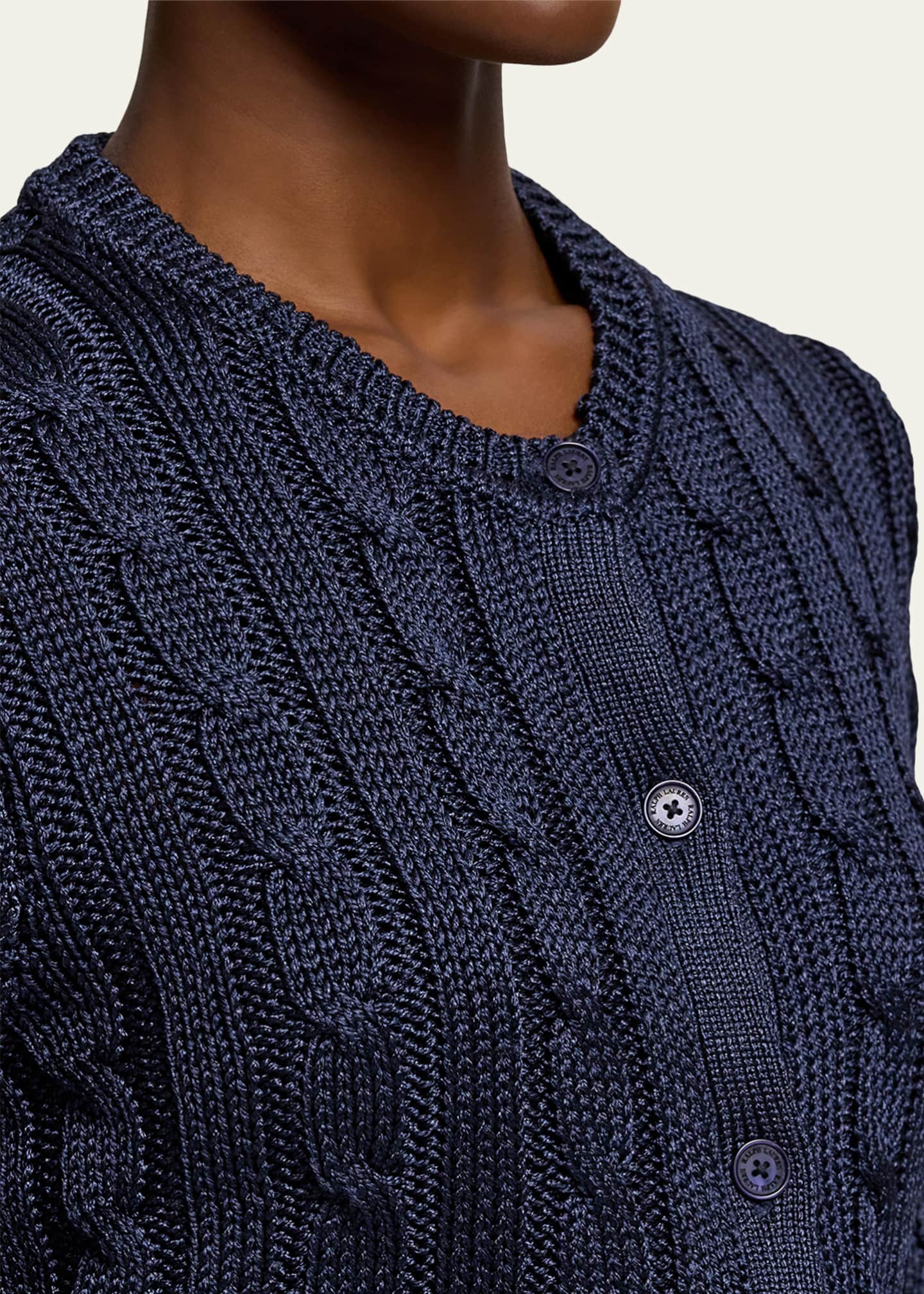 Ralph Lauren Collection Cable-Knit Silk Cropped Cardigan
