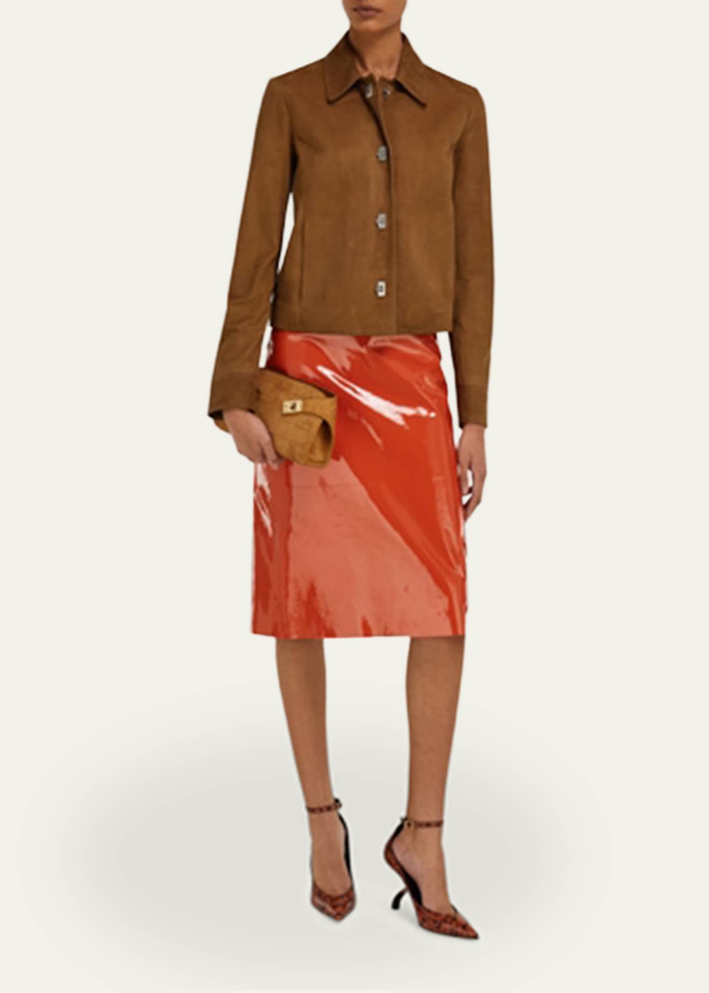Ferragamo Hug Croc-Embossed Suede Clutch Bag - Bergdorf Goodman