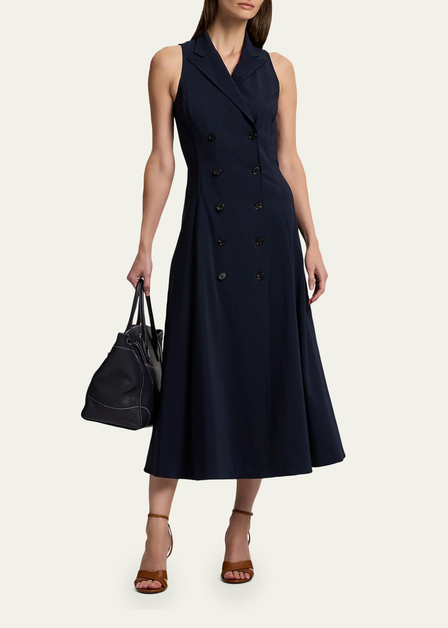 white christmas dresses Rove Linen-Cotton Midi Dress - Crossover Back-Ties main image 0