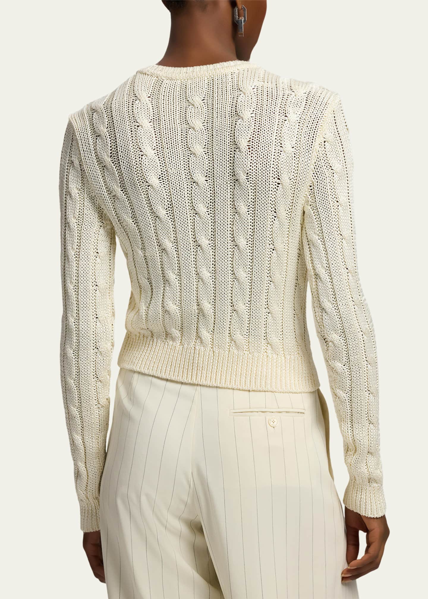 Ralph Lauren Collection High-Shine Cable-Knit Silk Cropped