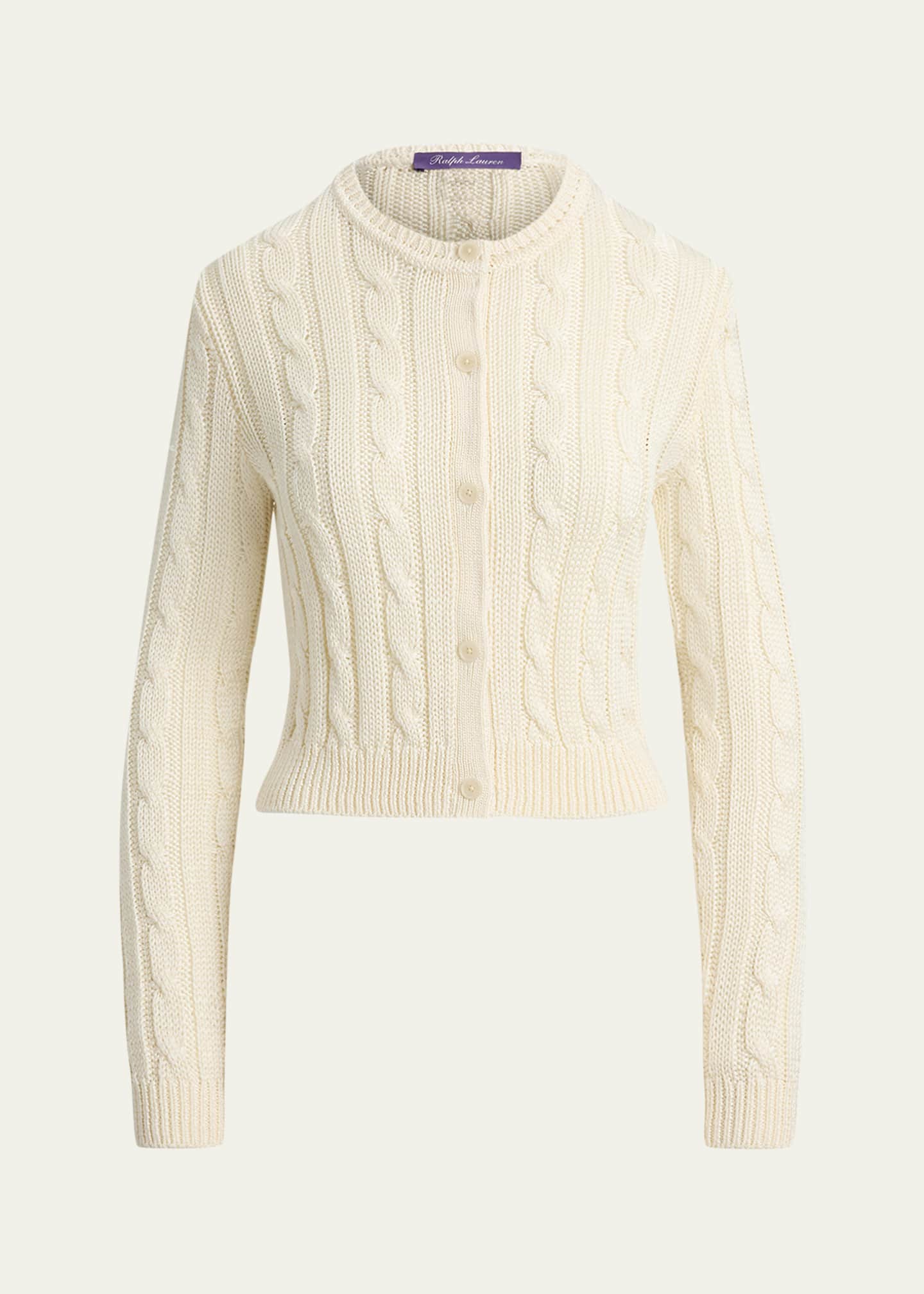 Ralph Lauren Collection High-Shine Cable-Knit Silk Cropped