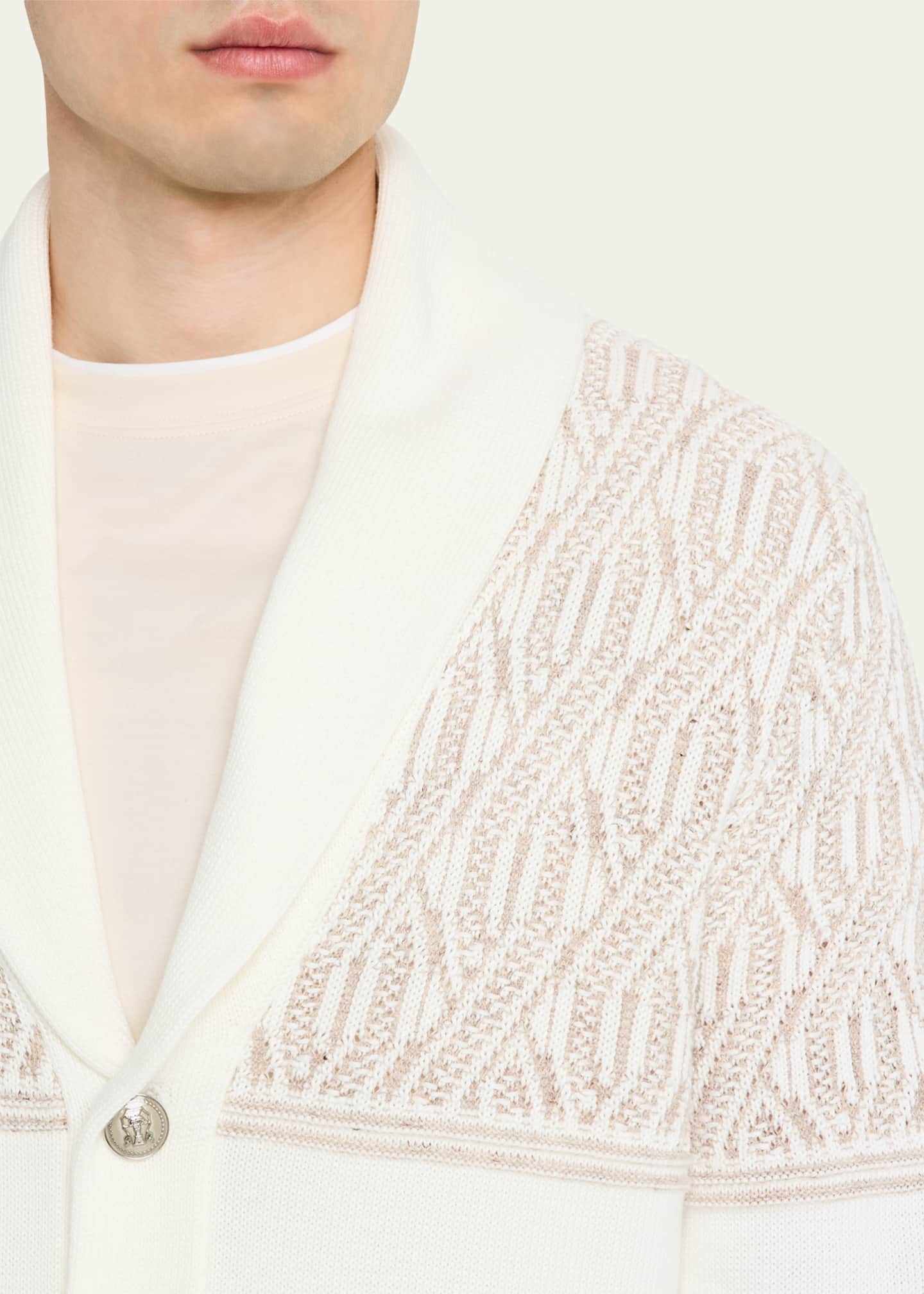 ブルネロクチネリ バーグドルフグッドマン ロング丈 カーディガン コットン XS Brunello Cucinelli Men's Cotton Cable Knit Shawl Cardigan