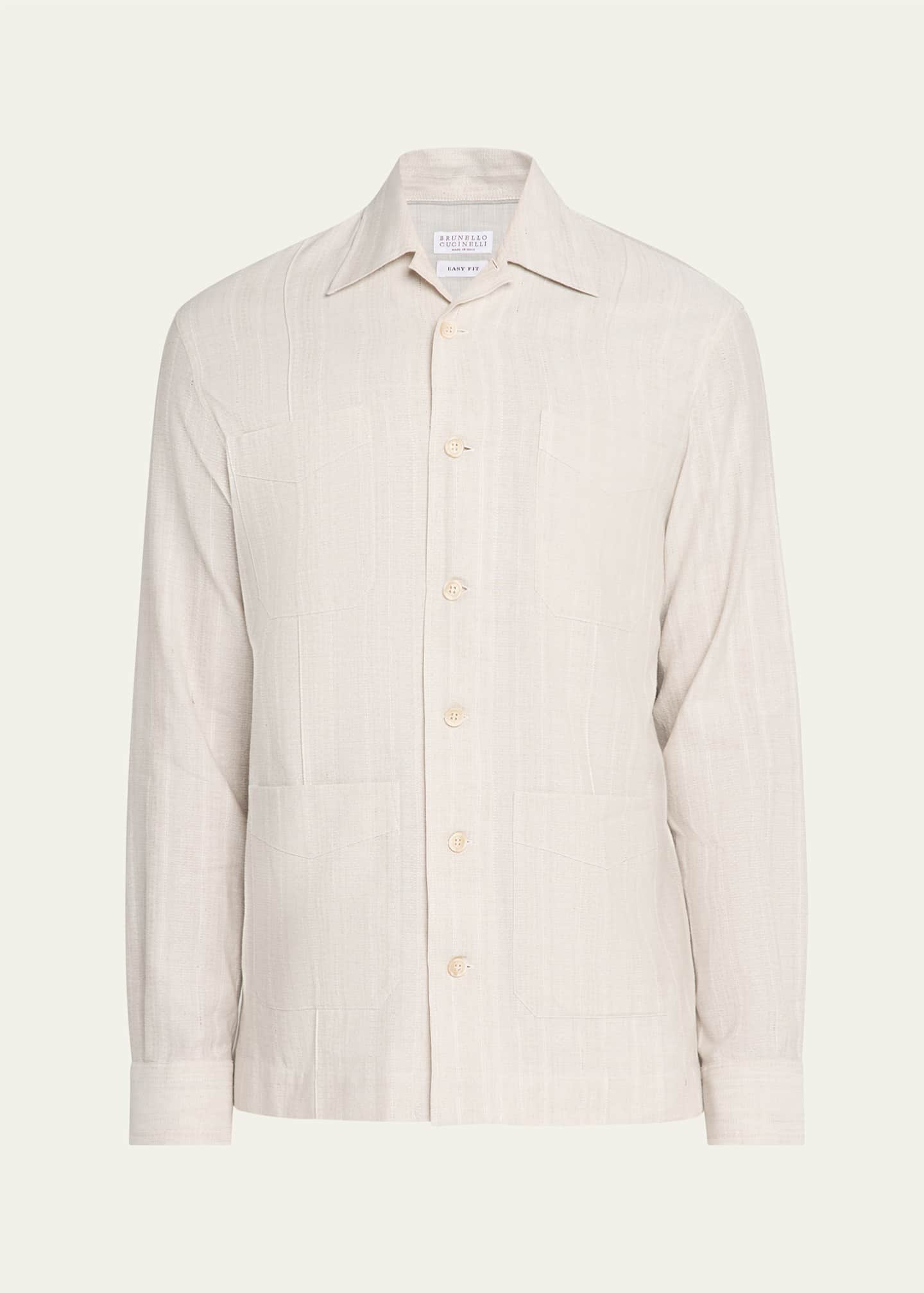 brunello cucinelli dress shirt Linen for Man in Cherry cuff sleeves curved hem Brunello Cucinelli Men's Cotton and