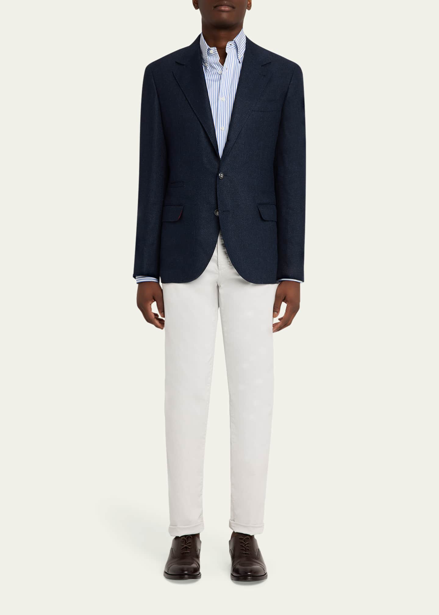Brunello Cucinelli Men's Linen and Wool Single-Breasted Jacket