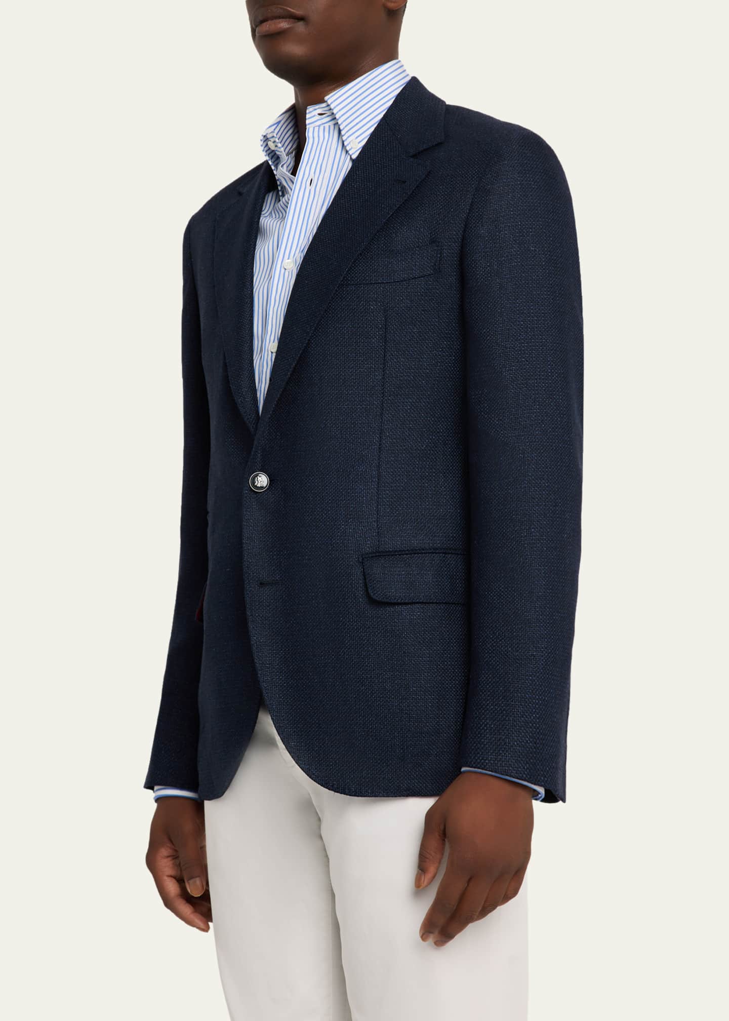 Brunello Cucinelli Men's Linen and Wool Single-Breasted Jacket