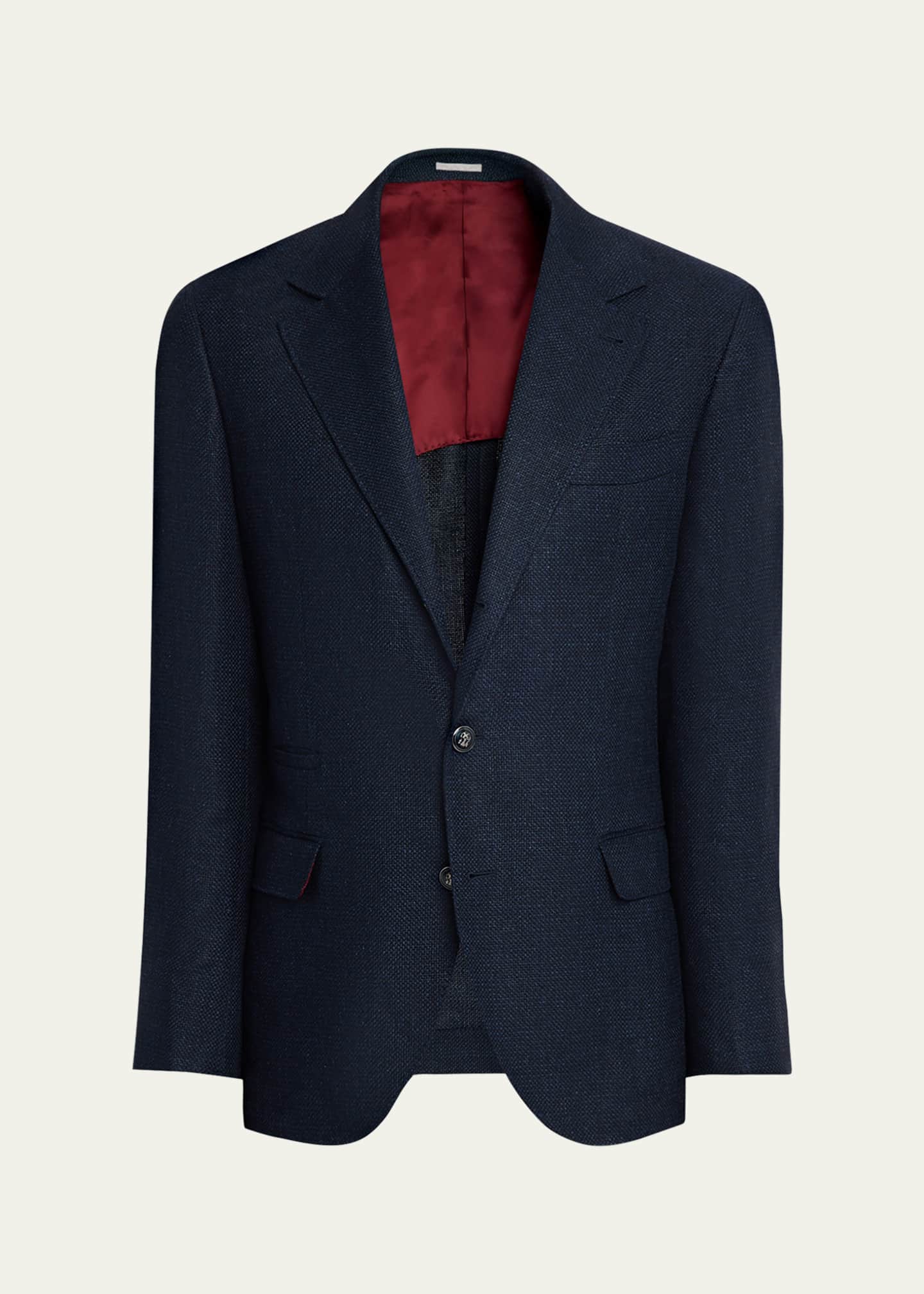 BRUNELLO CUCINELLI テーラードジャケット 46 Brunello Cucinelli Men's Linen and Wool Single-Breasted Jacket