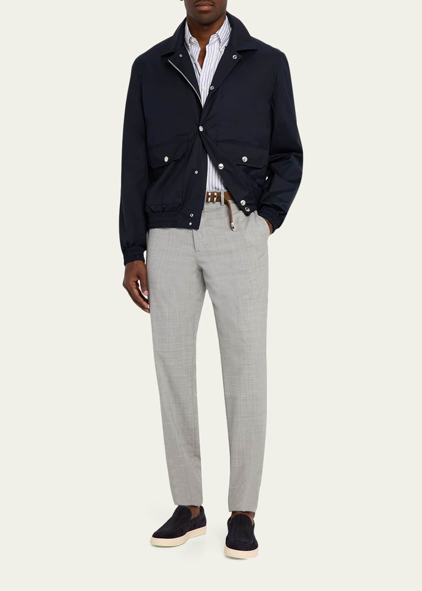 Brunello Cucinelli Men's Bonded Silk and Virgin Wool Shirt Jacket