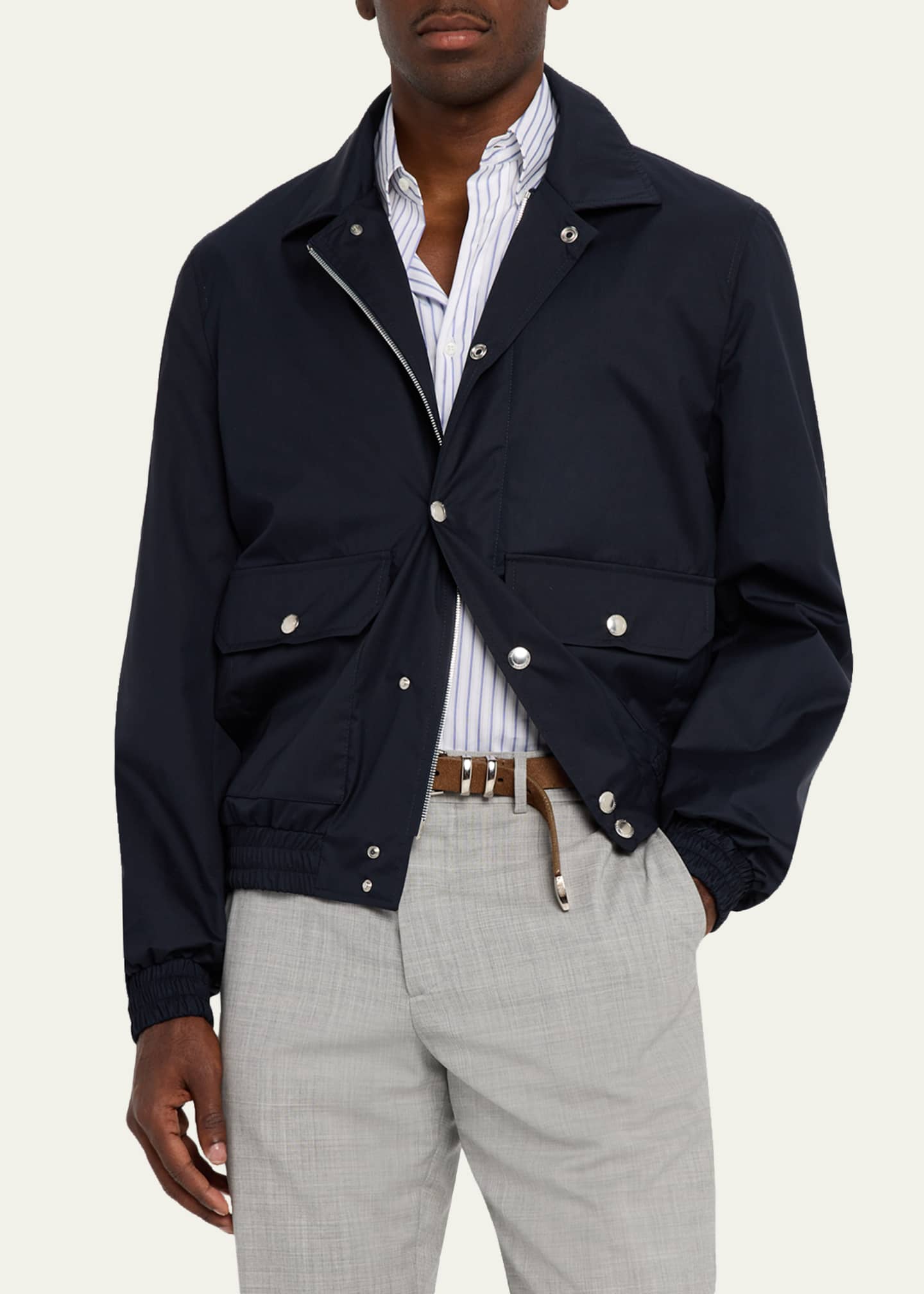 Brunello Cucinelli Men's Bonded Silk and Virgin Wool Shirt Jacket