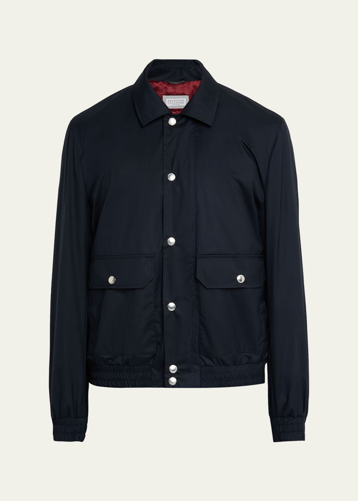 Brunello Cucinelli Men's Bonded Silk and Virgin Wool Shirt Jacket