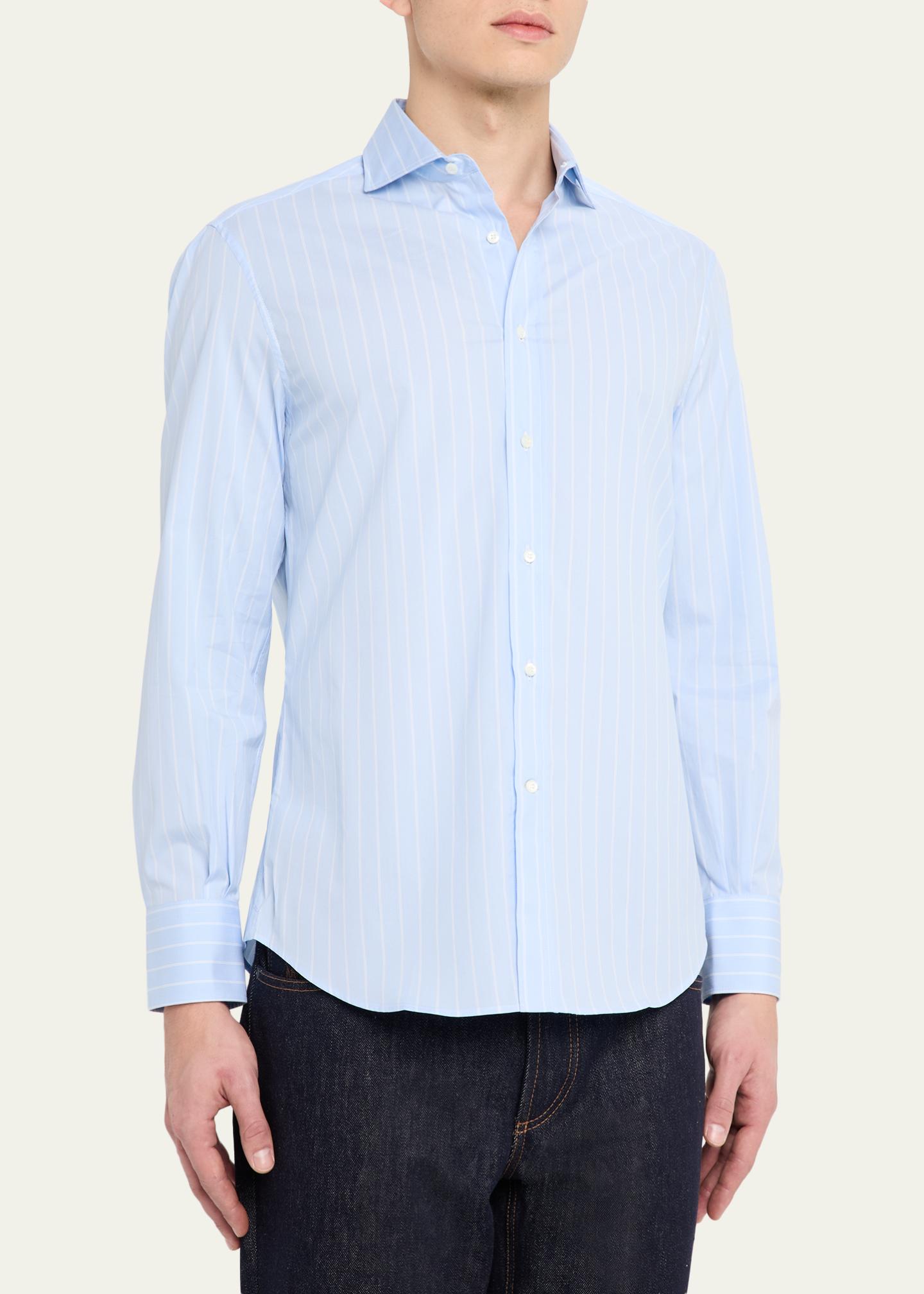 Brunello Cucinelli Men's Pinstripe Cotton Button-Down Shirt