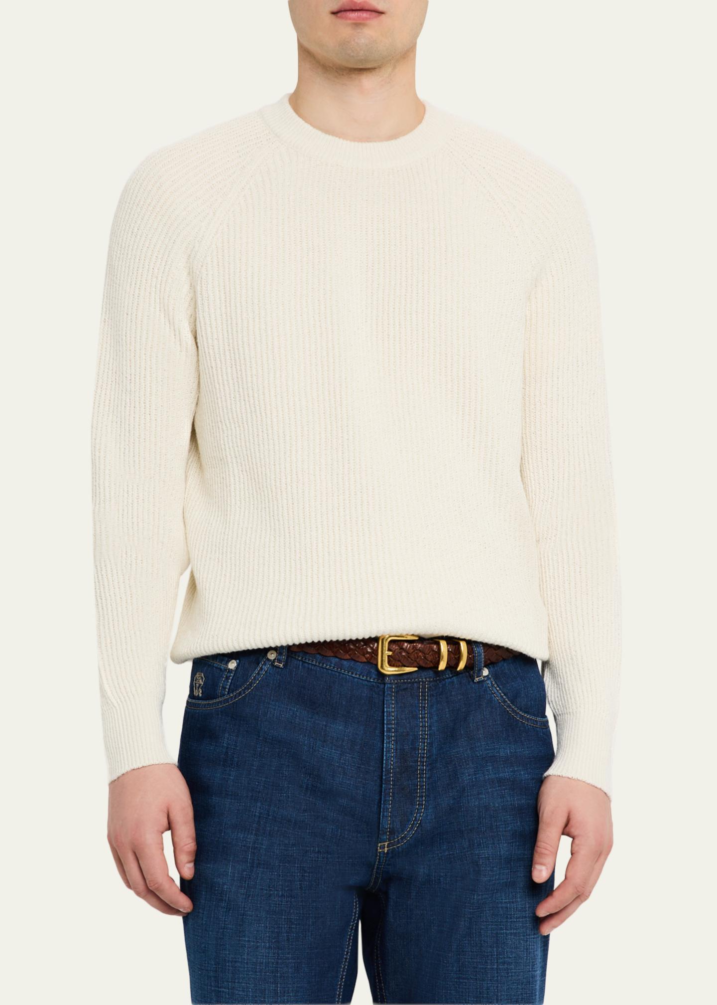 Brunello Cucinelli Men's Cotton Rib Crewneck Sweater - Bergdorf