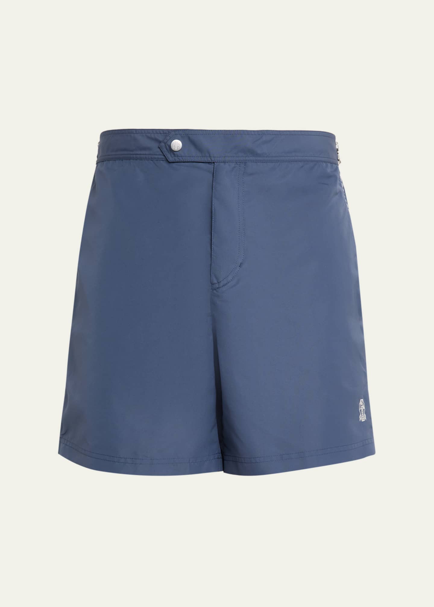 Brunello Cucinelli Men's Tabbed-Waistband Nylon Swim Shorts with