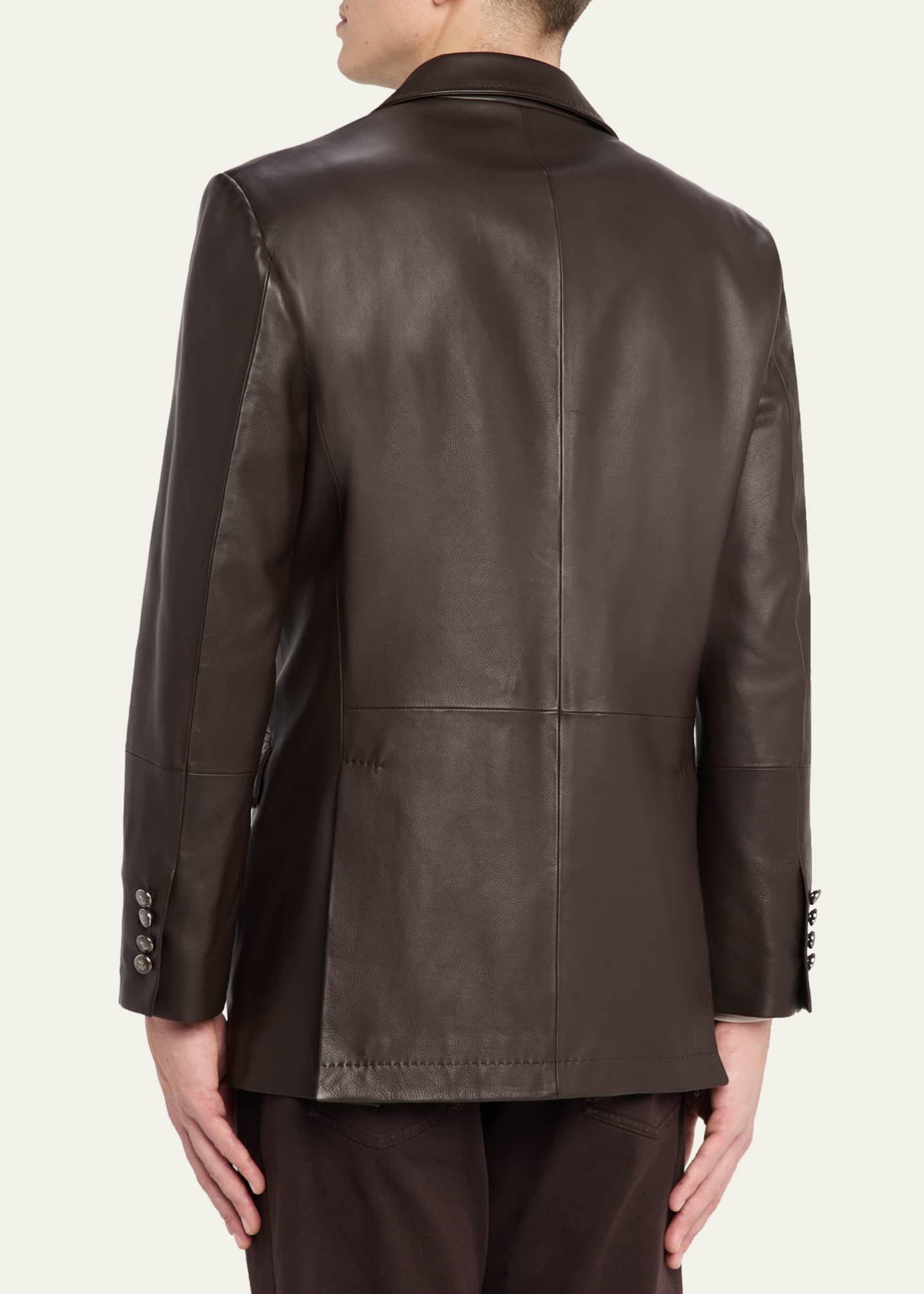 Brunello Cucinelli Men's Matte Calfskin Peak Lapel Blazer