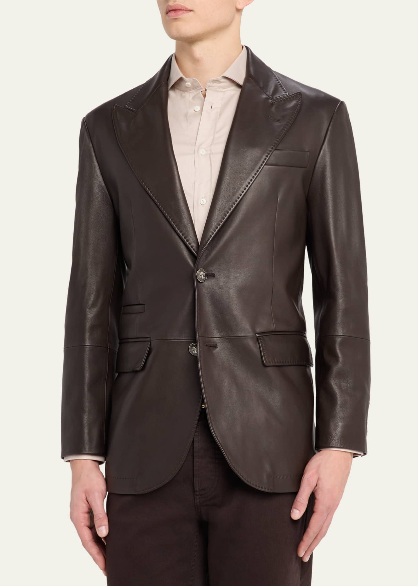 スーツ BRUNELLO CUCIBELLI 50 Brunello Cucinelli Men's Matte Calfskin Peak Lapel Blazer
