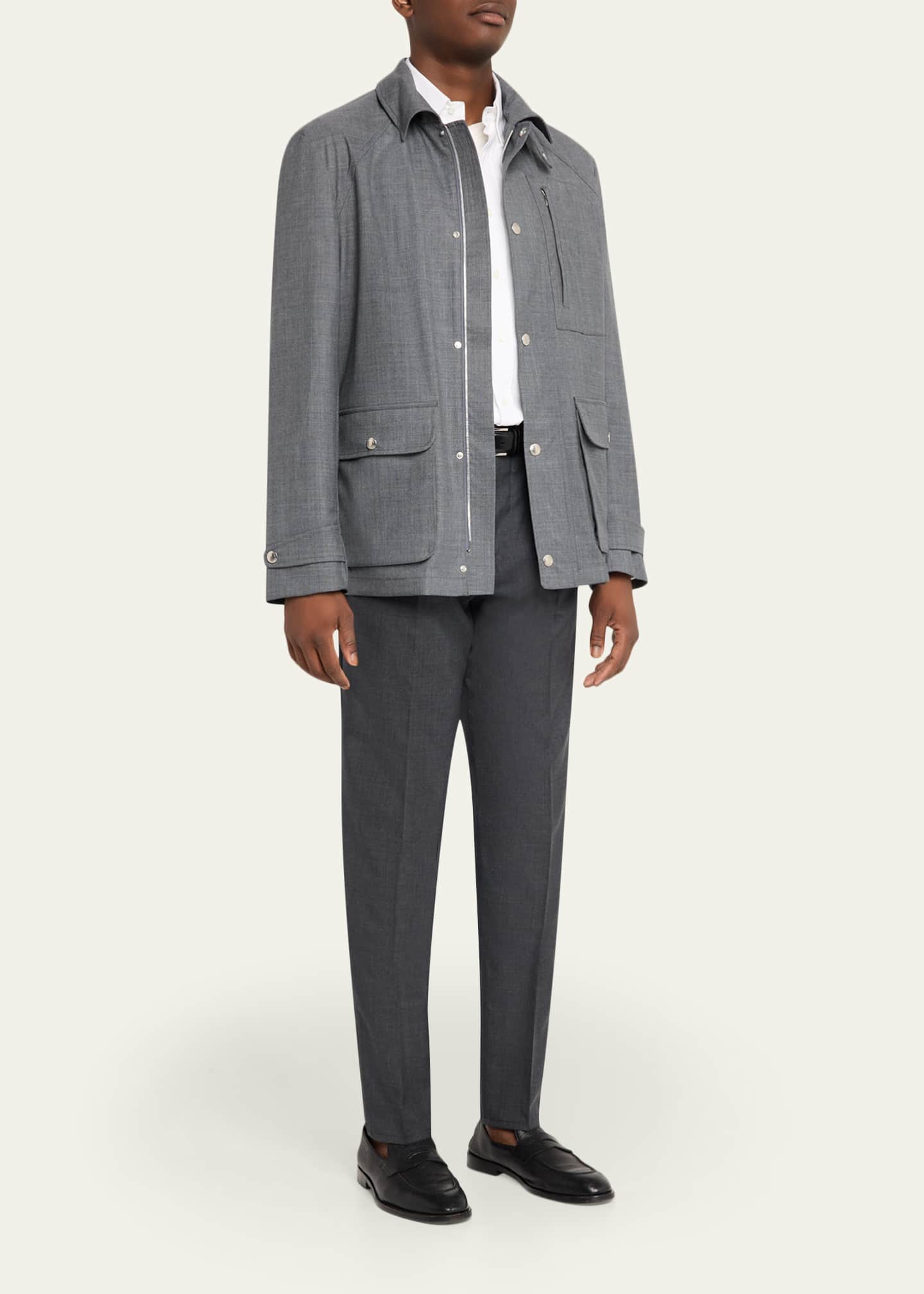 Brunello Cucinelli Men's Water-Resistant Wool Shirt Jacket