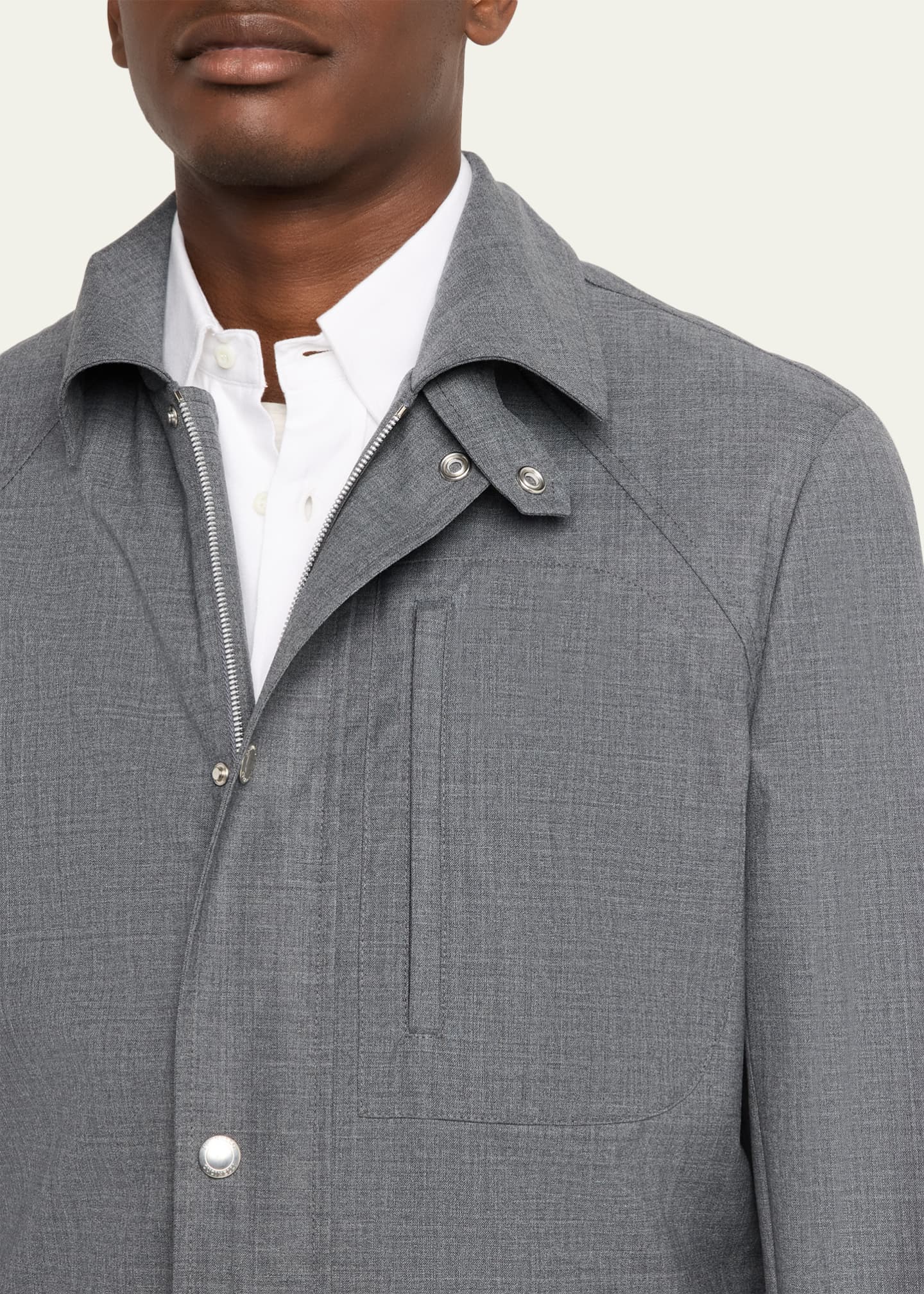 Brunello Cucinelli Men's Water-Resistant Wool Shirt Jacket