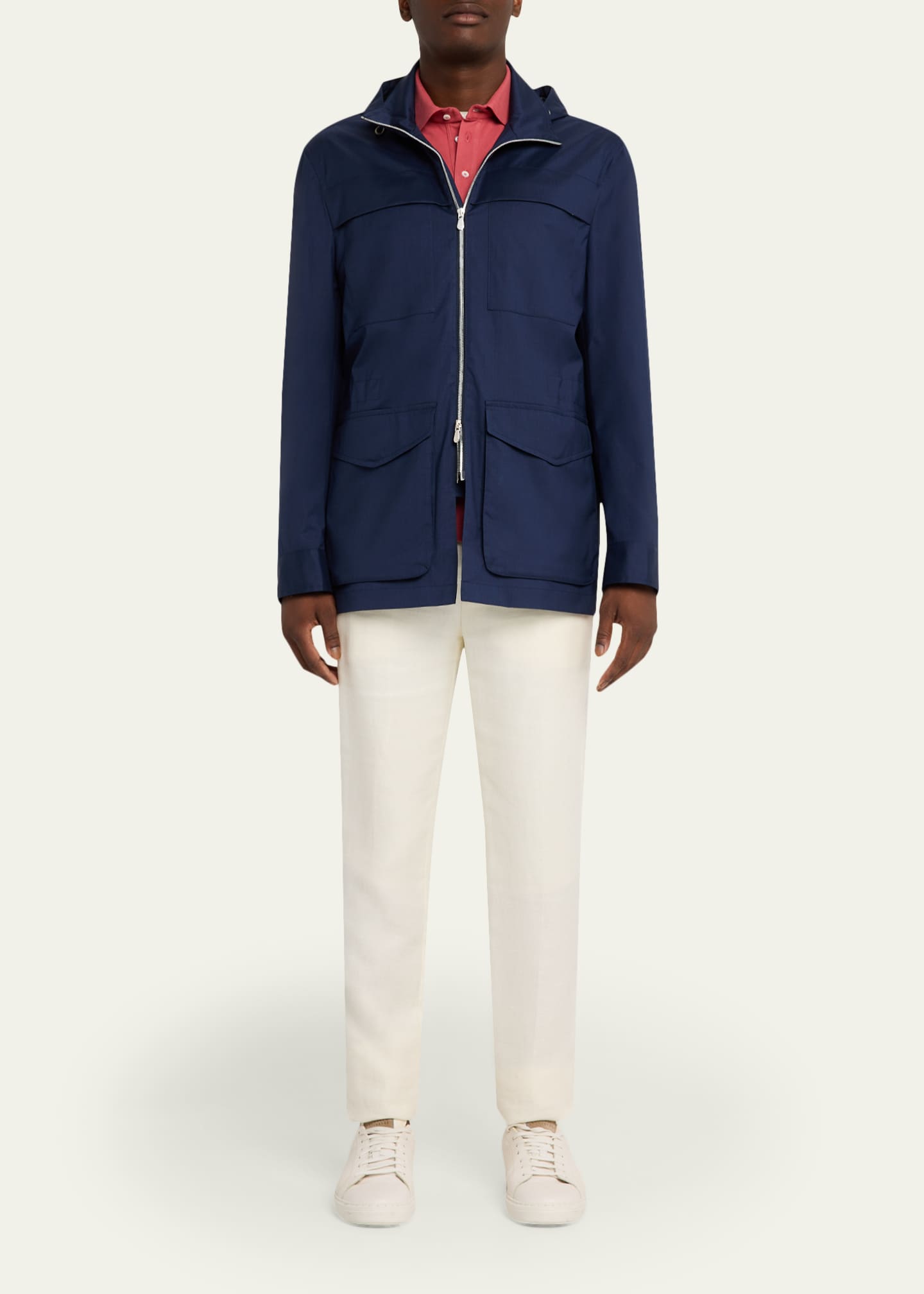 Brunello Cucinelli Men's Water-Resistant Wool Hooded Jacket