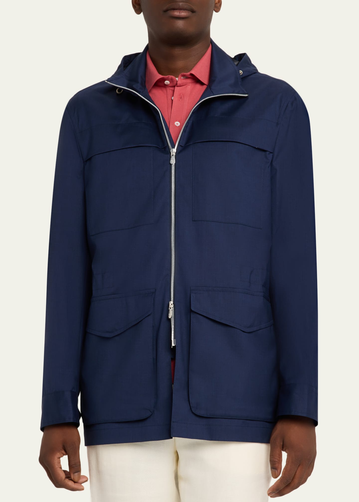Brunello Cucinelli Men's Water-Resistant Wool Hooded Jacket