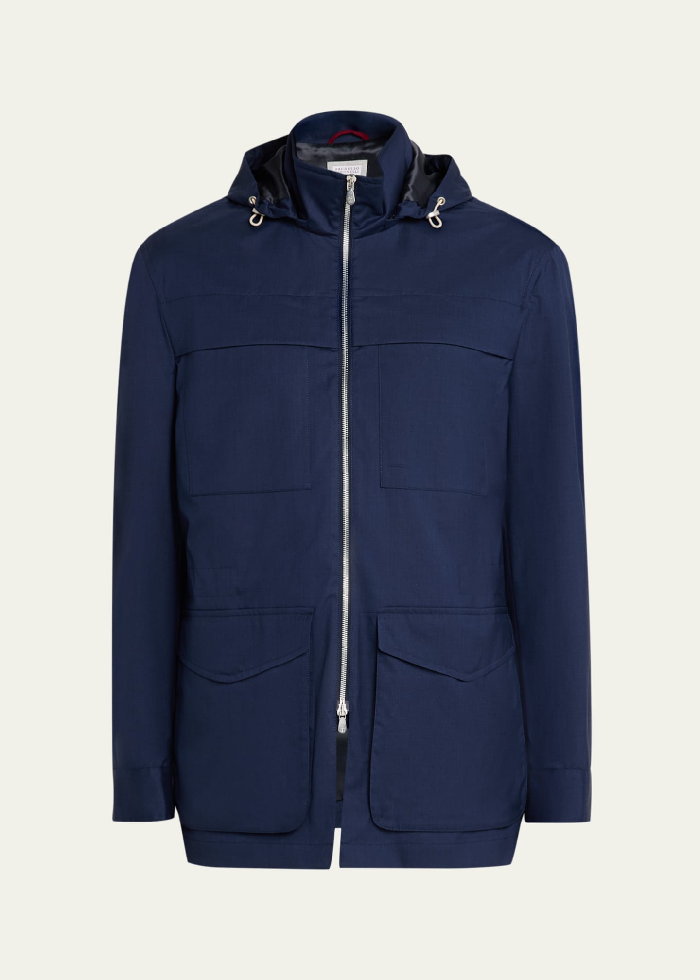 Brunello Cucinelli Men's Water-Resistant Wool Hooded Jacket