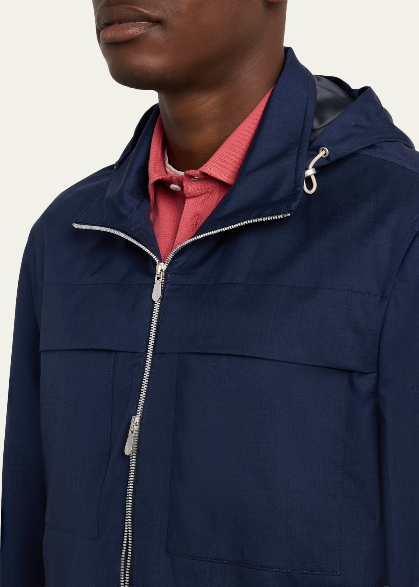 Brunello Cucinelli Men's Water-Resistant Wool Hooded Jacket