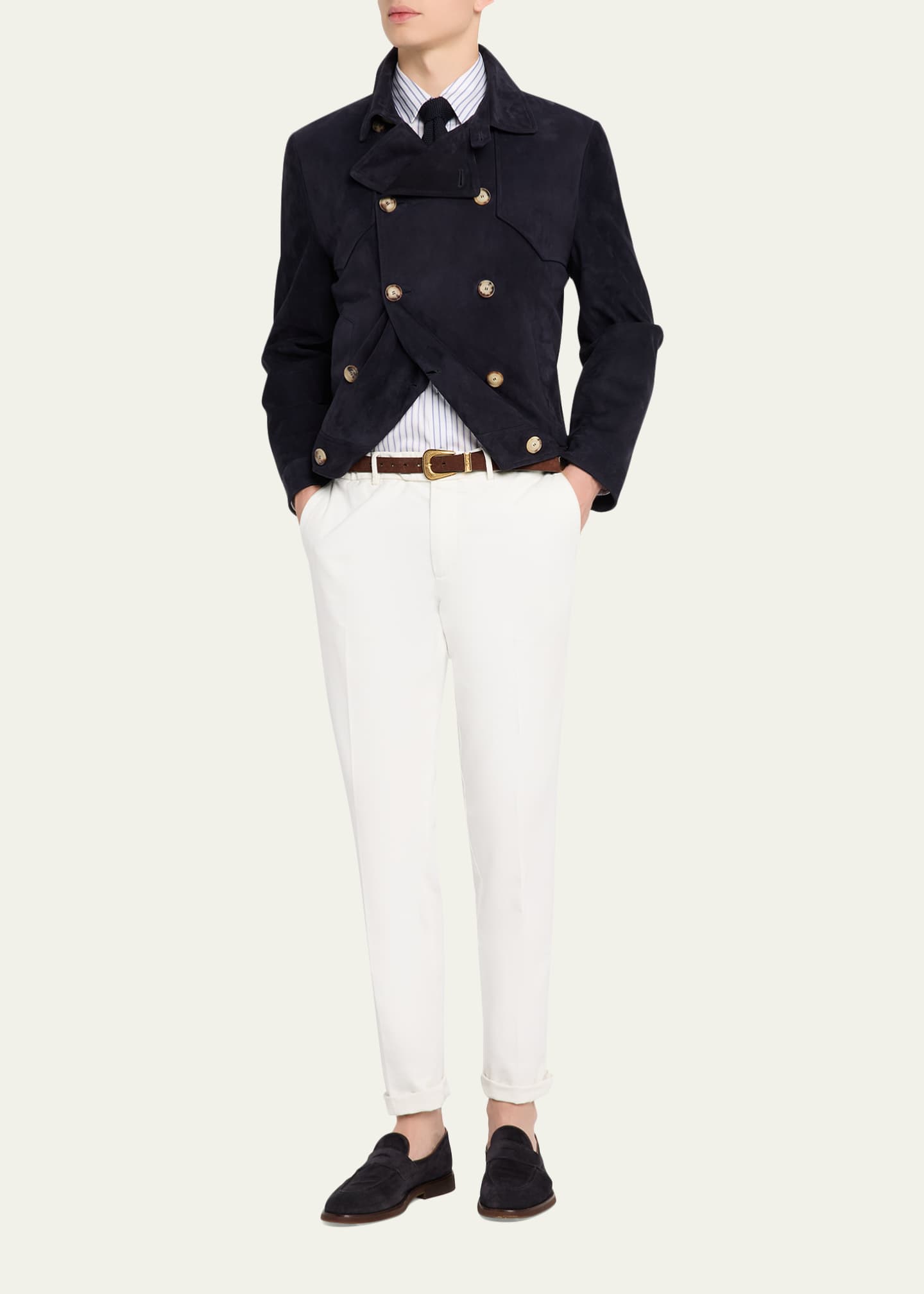 Brunello Cucinelli Men's Double-Breasted Leather Jacket - Bergdorf