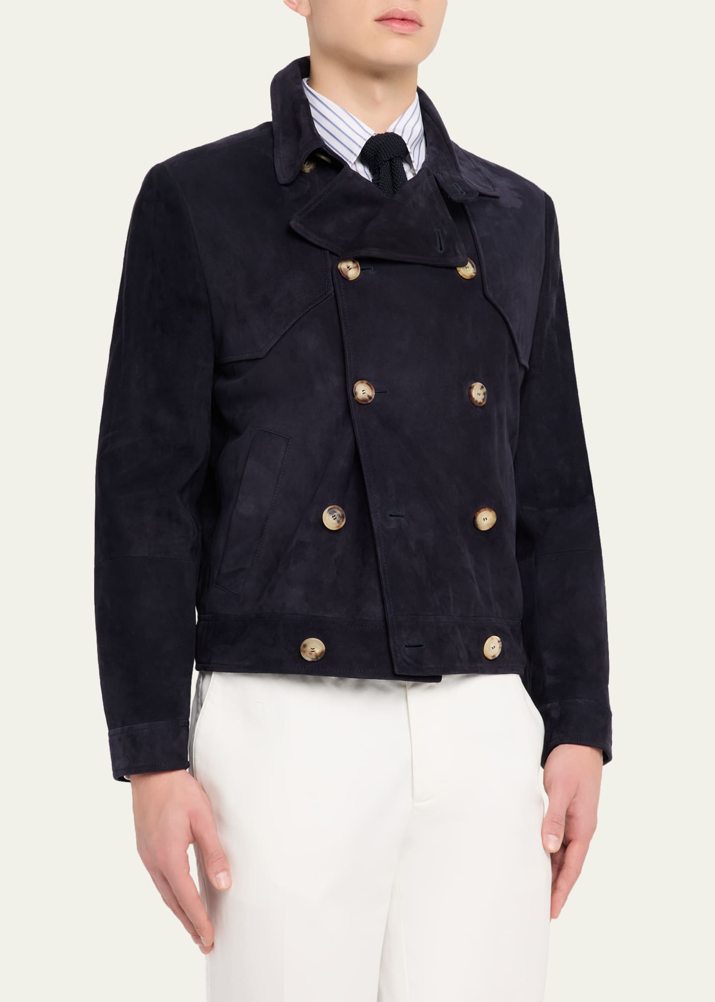 Brunello Cucinelli Men's Double-Breasted Leather Jacket - Bergdorf