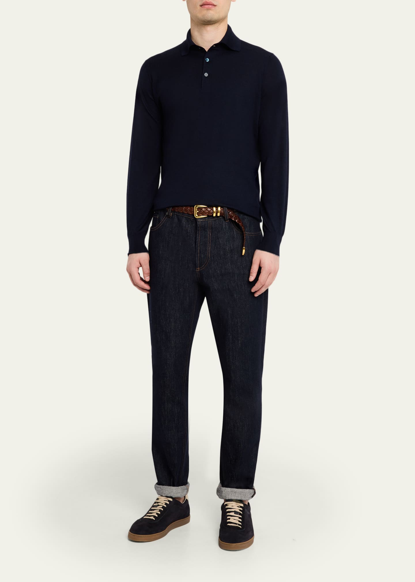 Brunello Cucinelli Men's Cashmere Knit Polo Sweater - Bergdorf Goodman
