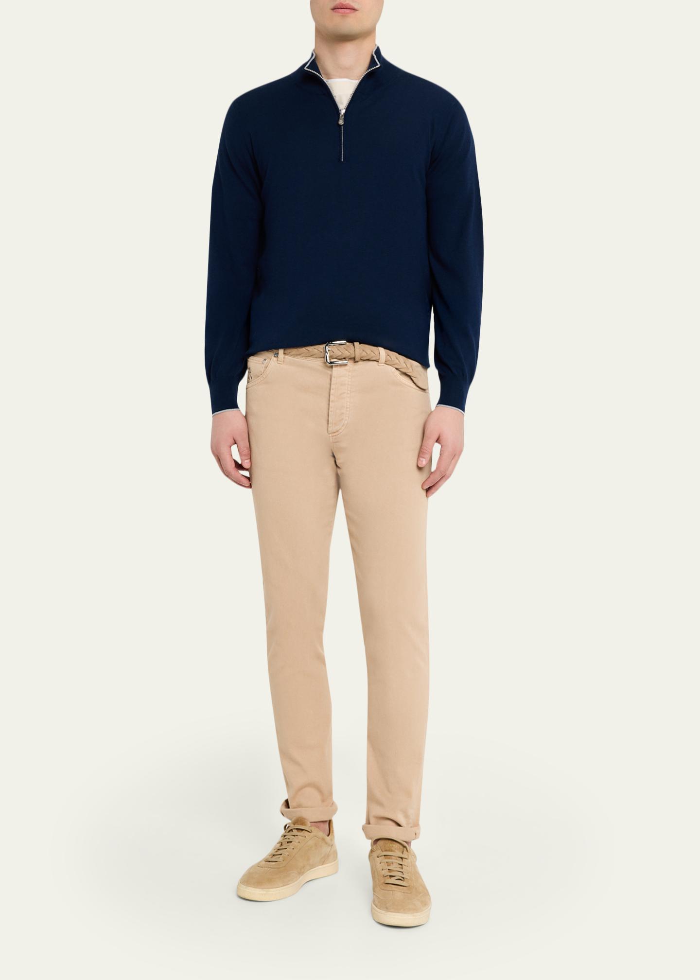 Brunello Cucinelli Men's Cotton Knit Quarter-Zip Sweater