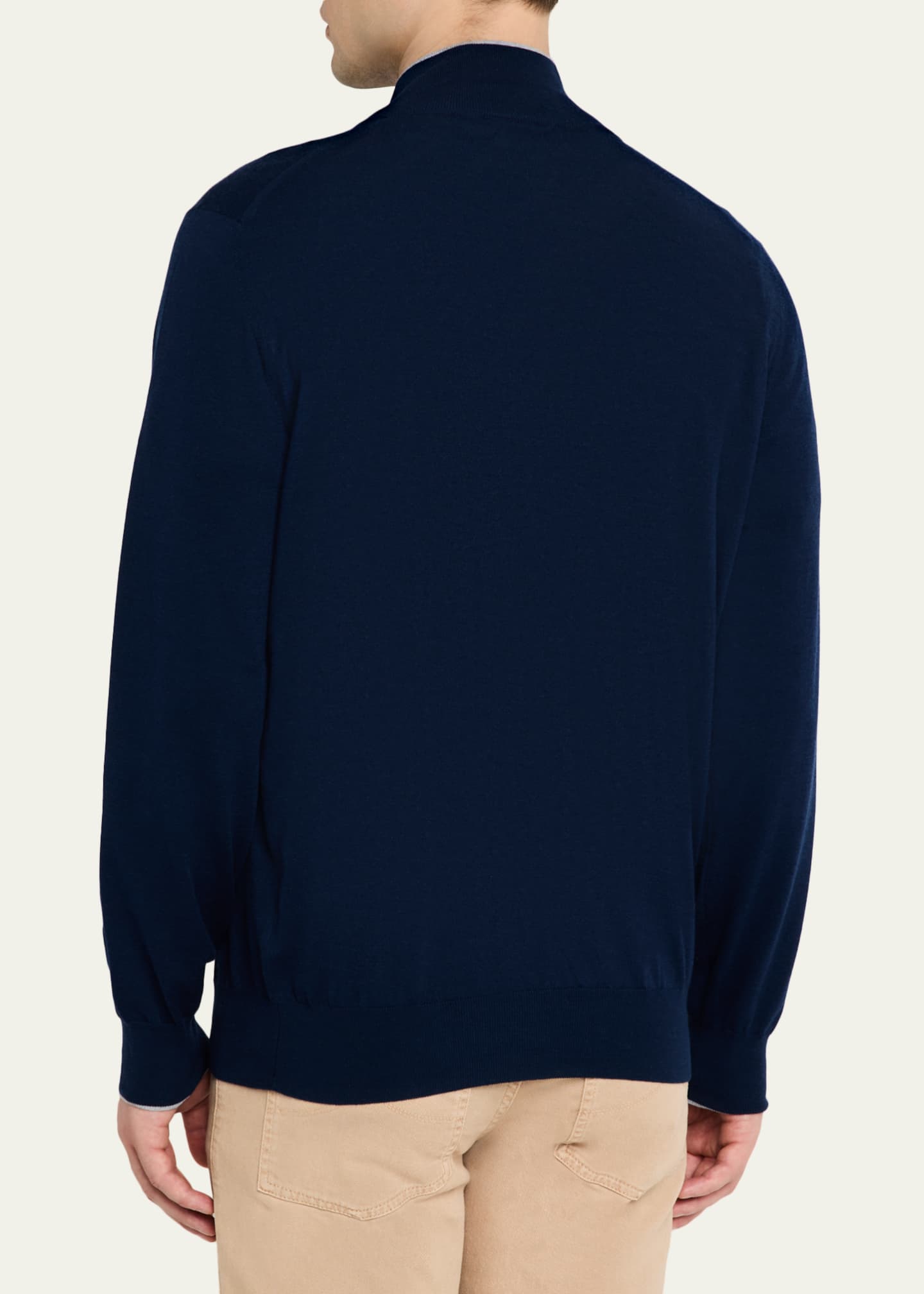 Brunello Cucinelli Men's Cotton Knit Quarter-Zip Sweater