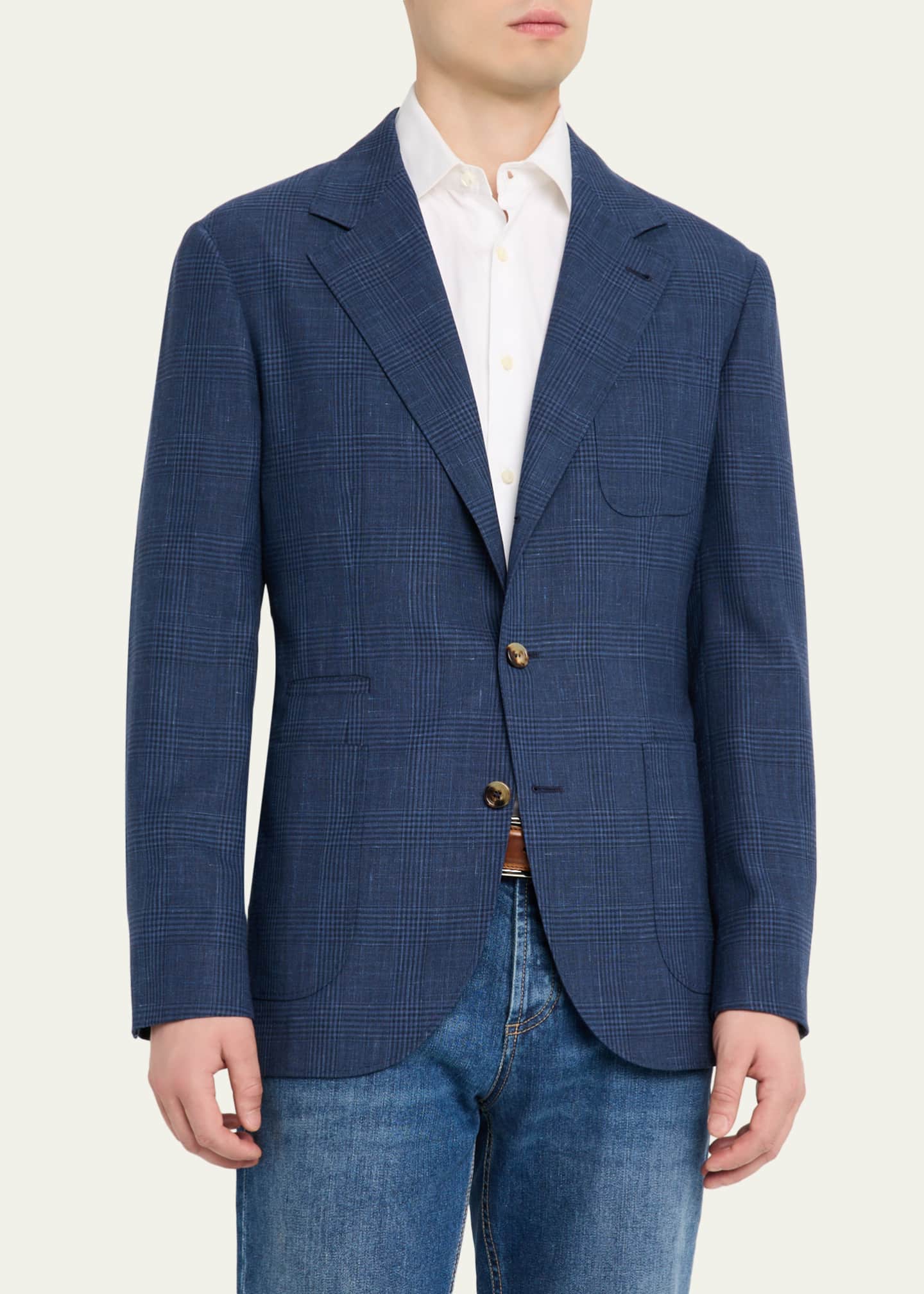 Brunello Cucinelli Men's Glen Plaid Single-Breasted Suit Jacket