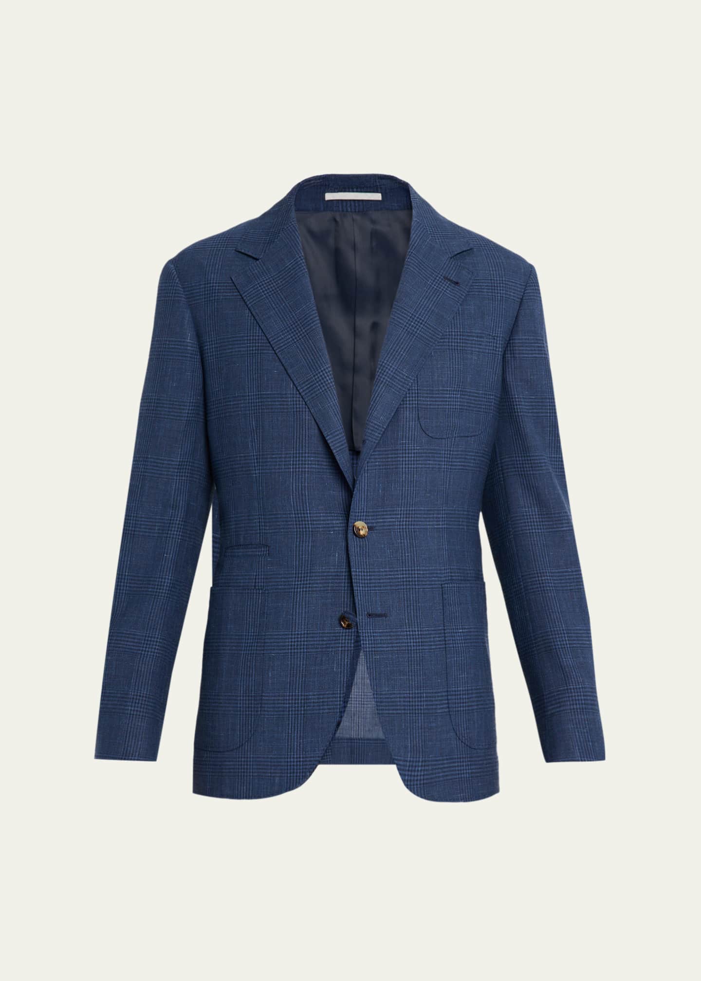 Brunello Cucinelli Men's Glen Plaid Single-Breasted Suit Jacket