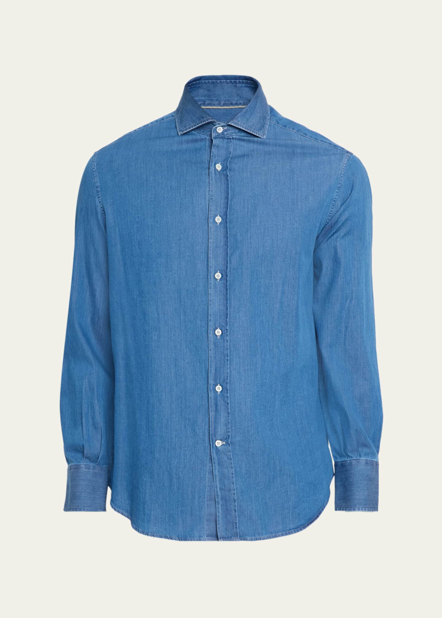 Brunello Cucinelli Men's Cotton Denim Button-Down Shirt - Bergdorf Goodman