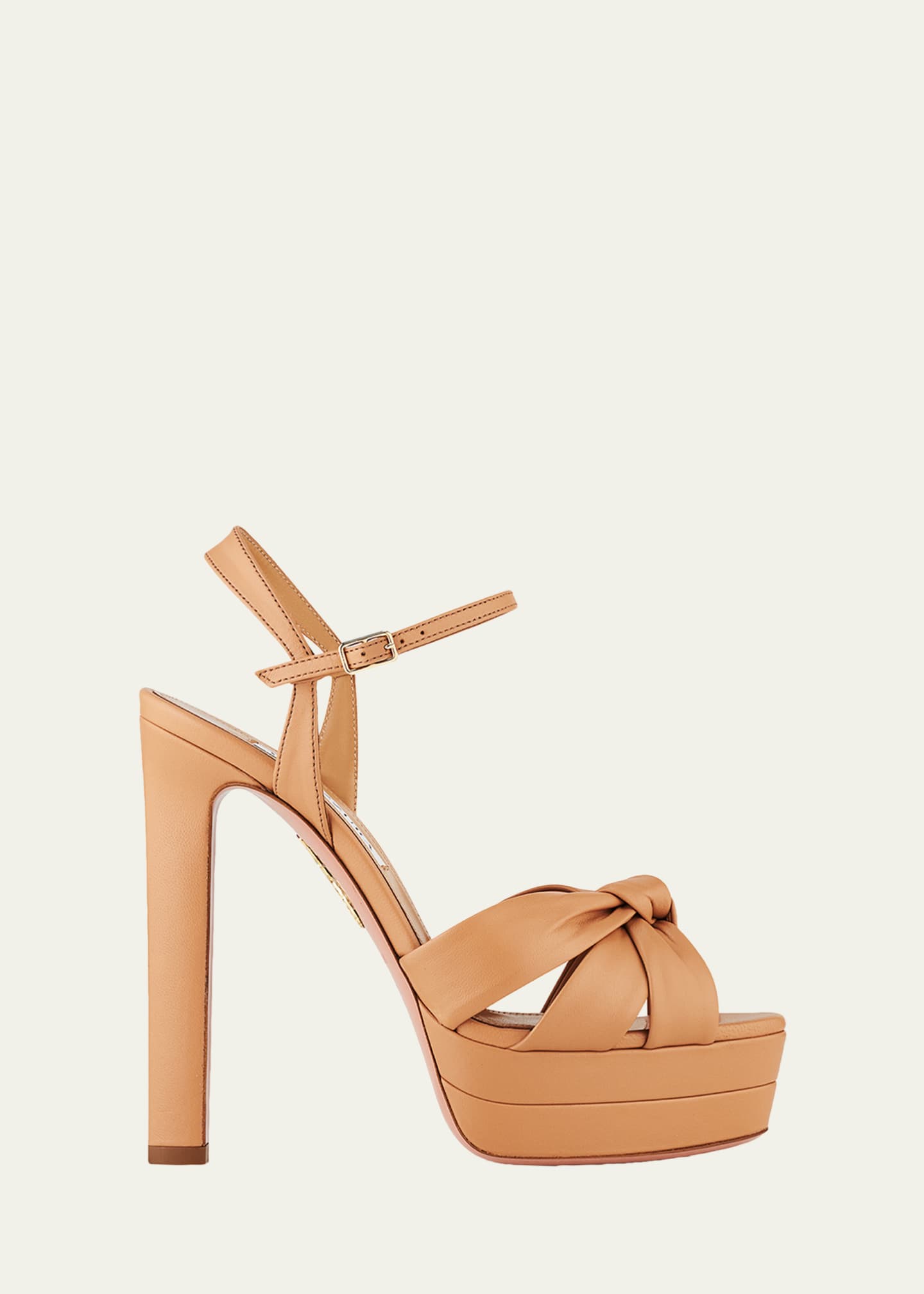 Aquazzura 130mm Nina Leather Knot Platform Sandals - Bergdorf Goodman