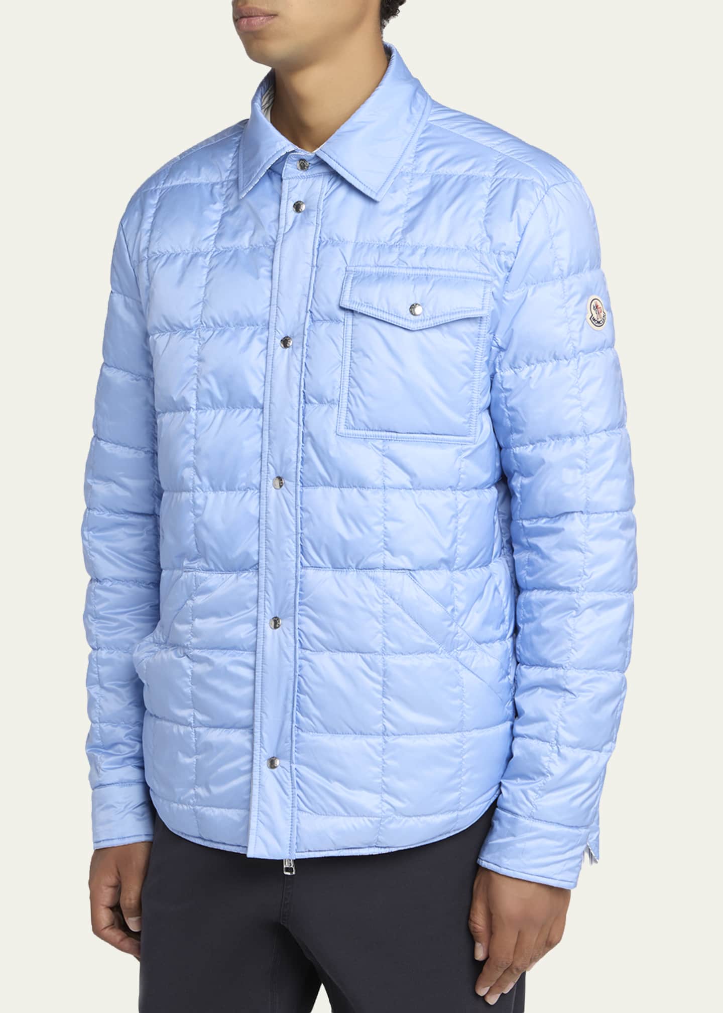 Moncler Men's Crescent Reversible Down Shirt Jacket - Bergdorf Goodman