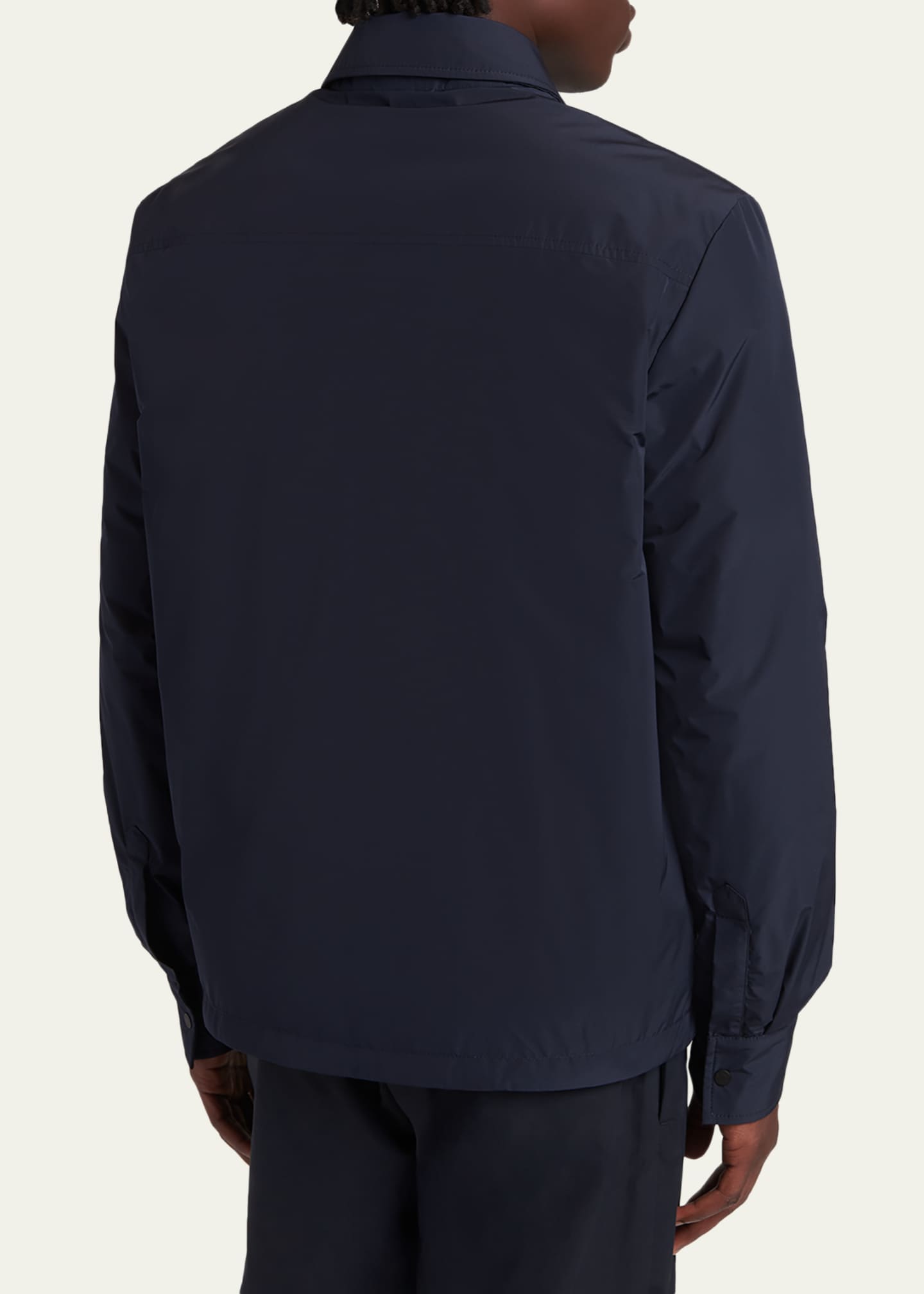 Moncler Men's Nylon Leather-Trim Full-Zip Shirt Jacket - Bergdorf
