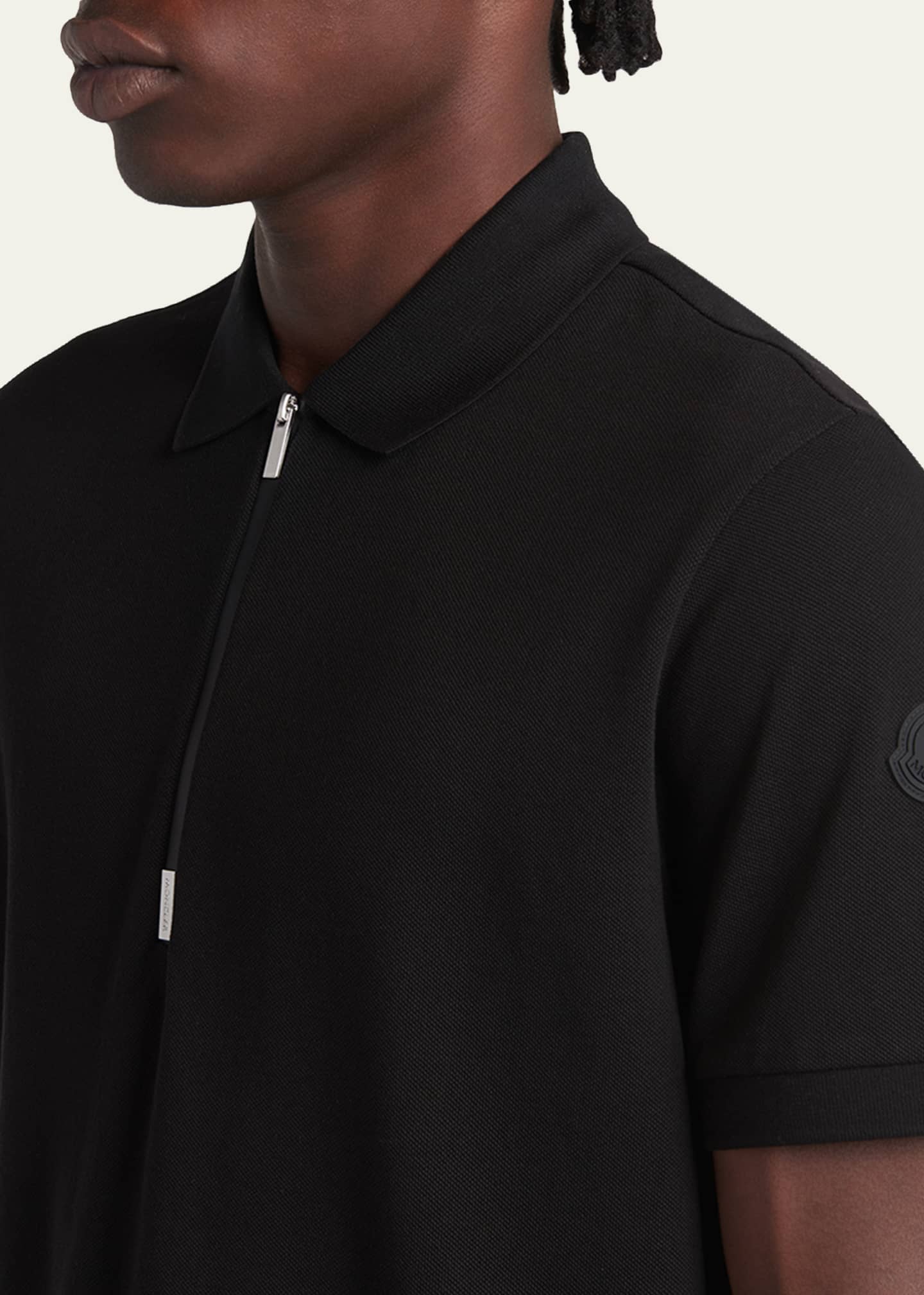 Moncler Men's Logo Cotton Piquet Half-Zip Polo Shirt - Bergdorf