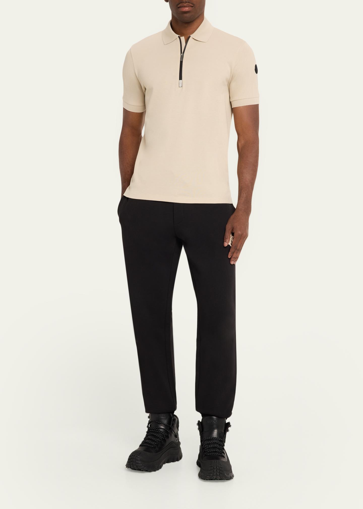 Moncler Men's Logo Cotton Piquet Half-Zip Polo Shirt - Bergdorf Goodman