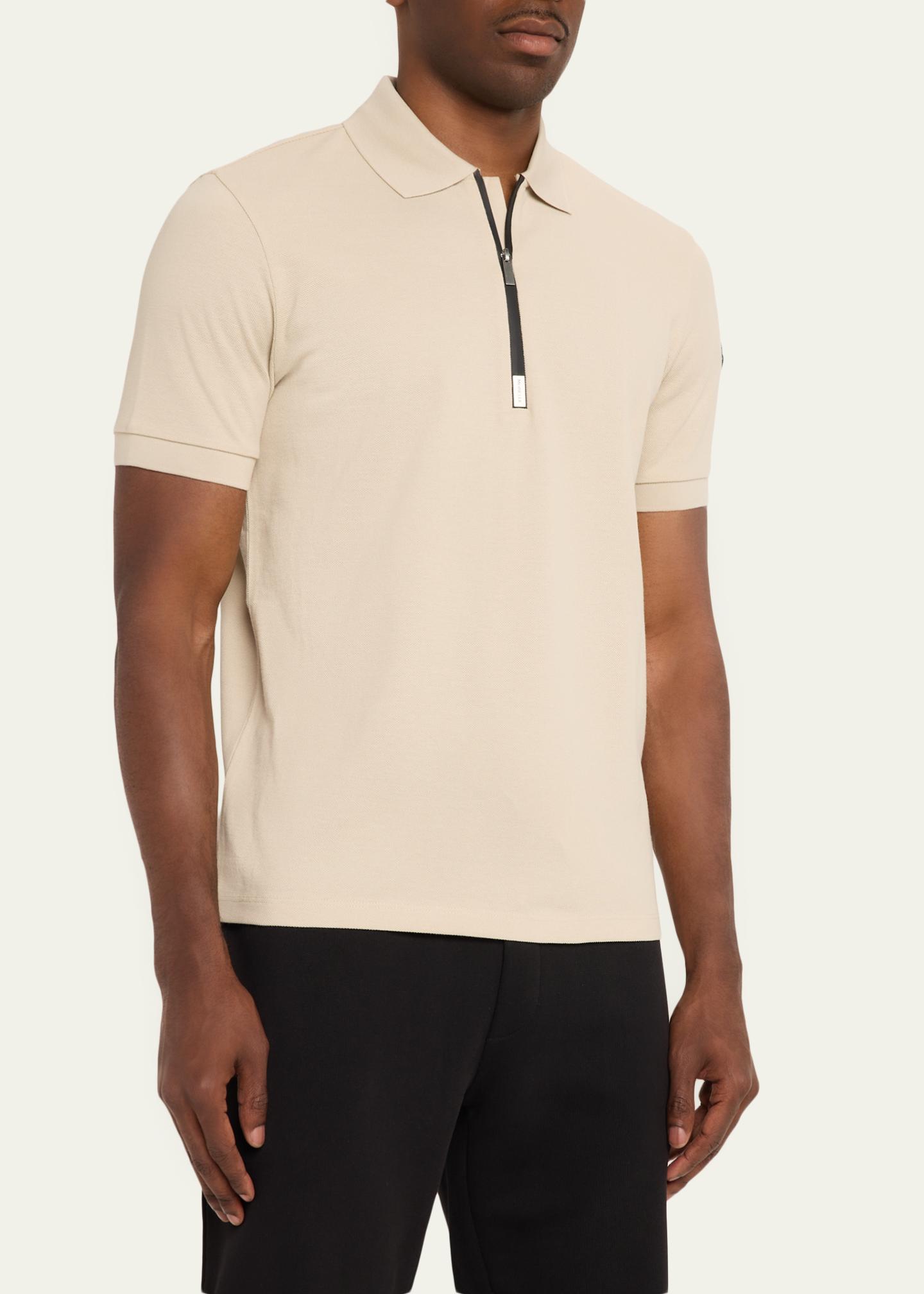 Moncler Men's Logo Cotton Piquet Half-Zip Polo Shirt - Bergdorf Goodman