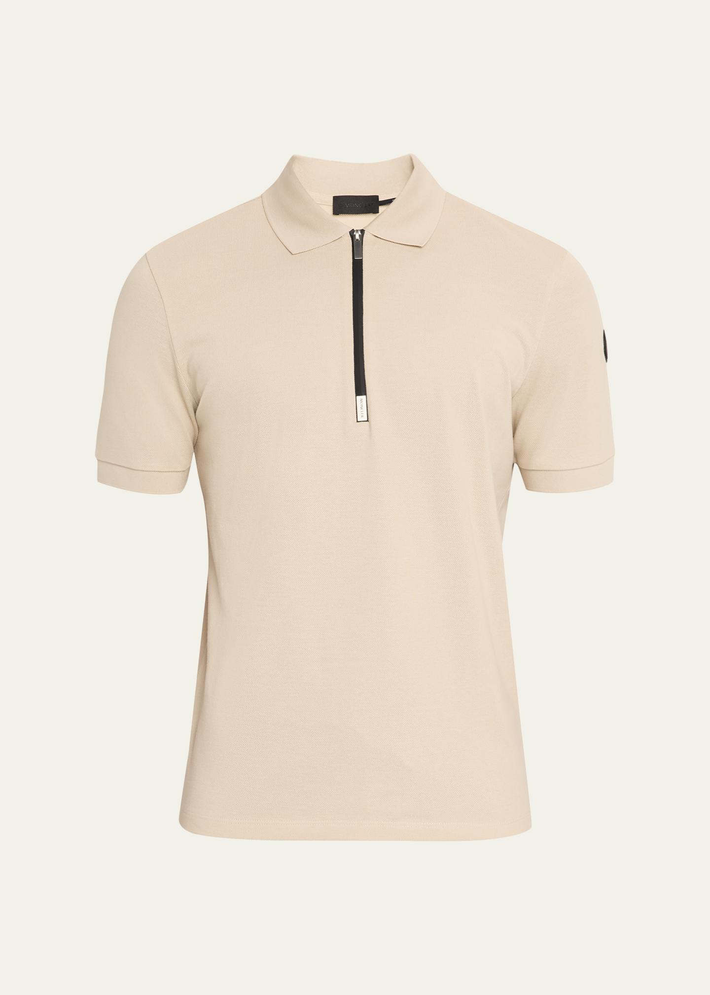 Moncler Men's Logo Cotton Piquet Half-Zip Polo Shirt - Bergdorf Goodman