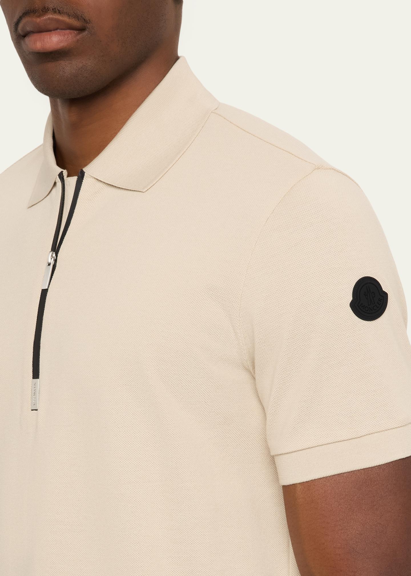 Moncler Men's Logo Cotton Piquet Half-Zip Polo Shirt - Bergdorf Goodman