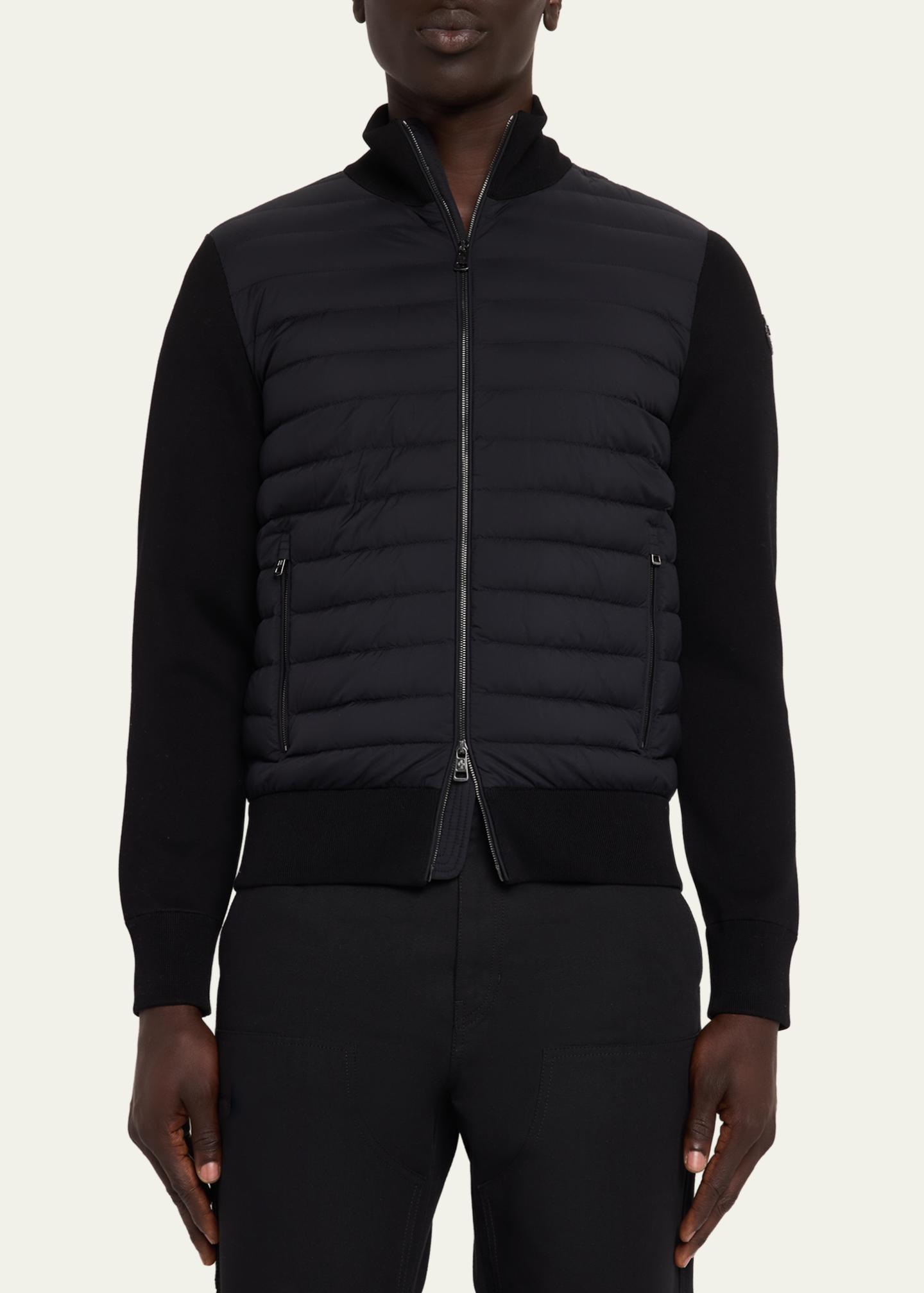 Moncler Men's Padded Crêpe Cotton Full-Zip Cardigan - Bergdorf Goodman