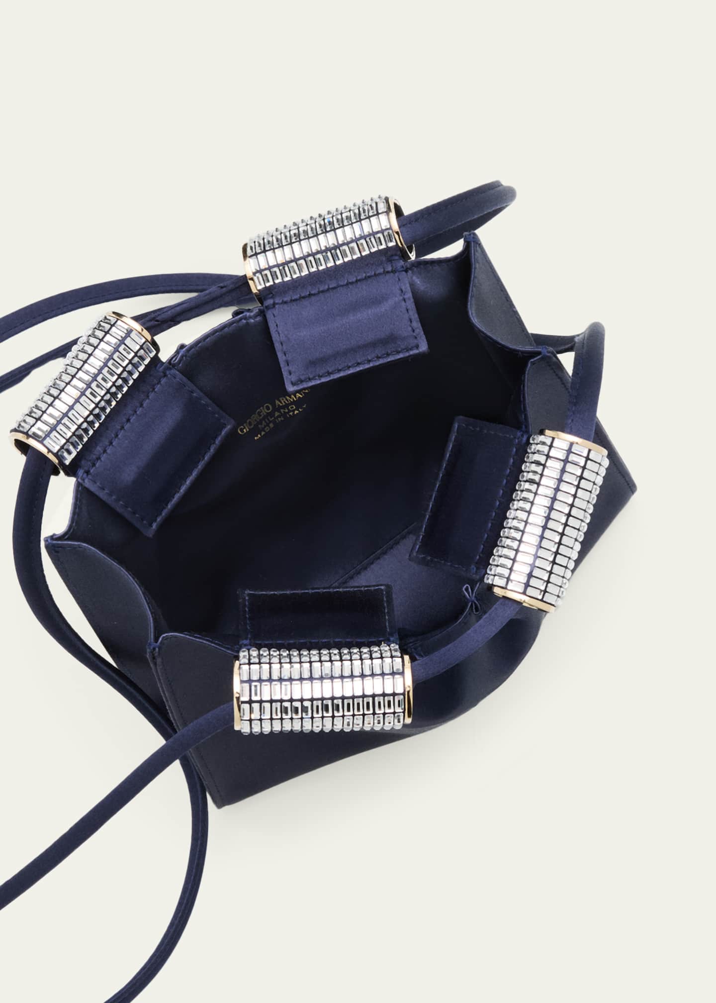 Giorgio Armani Satin Shoulder Bag with Rhinestone Detail